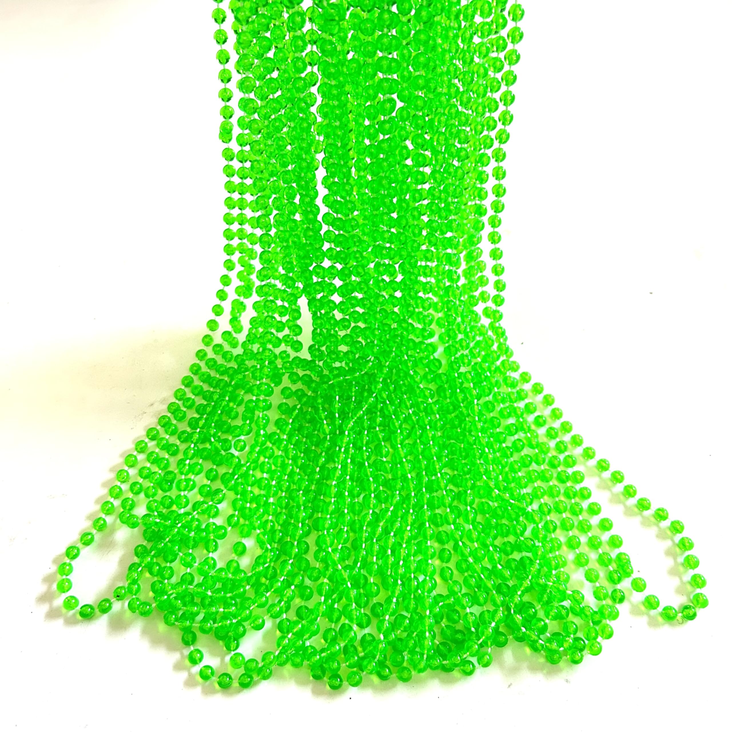 YSPPF 120 Pcs Mardi Gras Beads Green Round Bead Necklaces Festival Parade Throw Green Bead Necklaces Party Gift