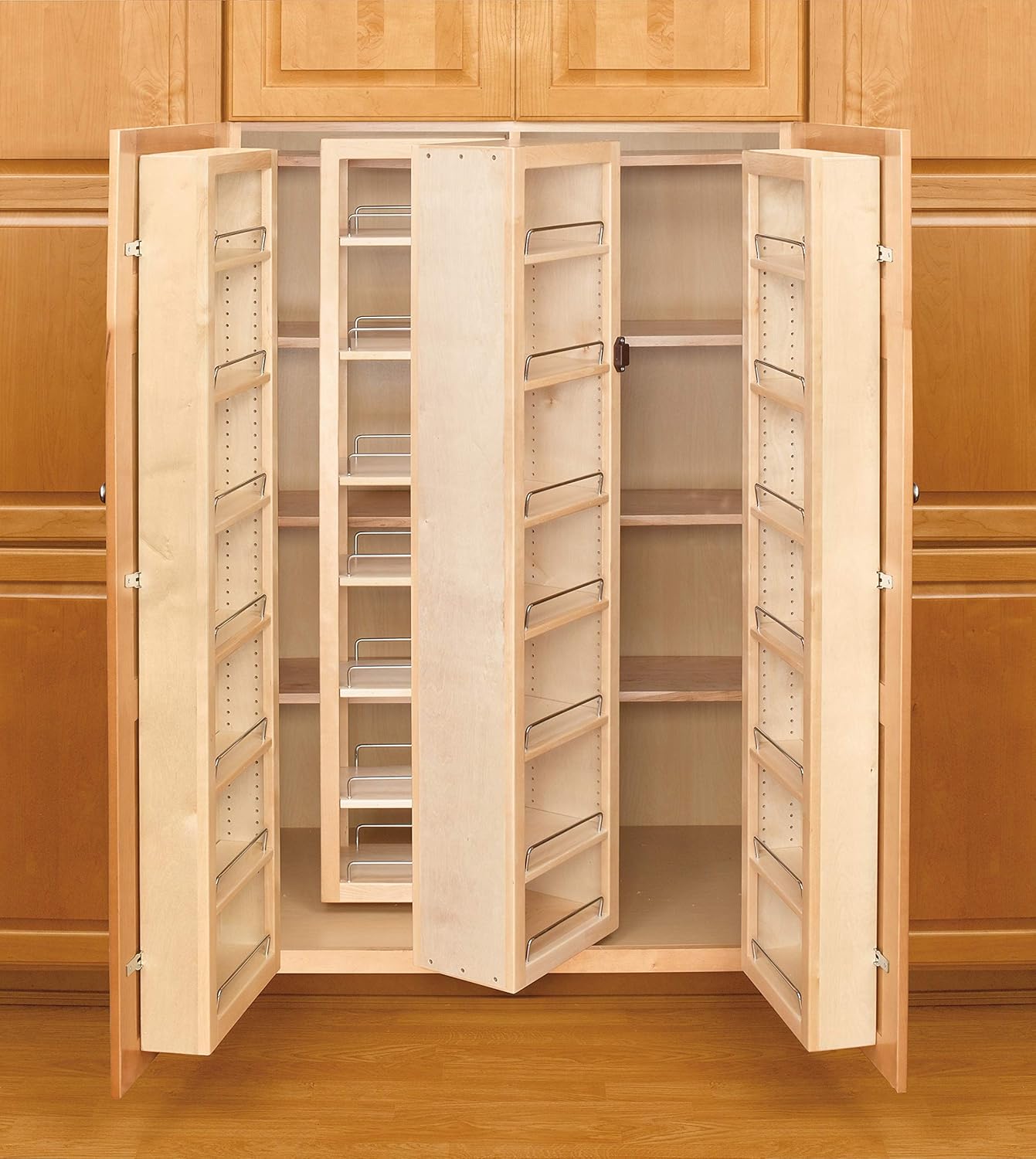 Maple Swing-Out Pantry Kit with Chrome Rails, 57"