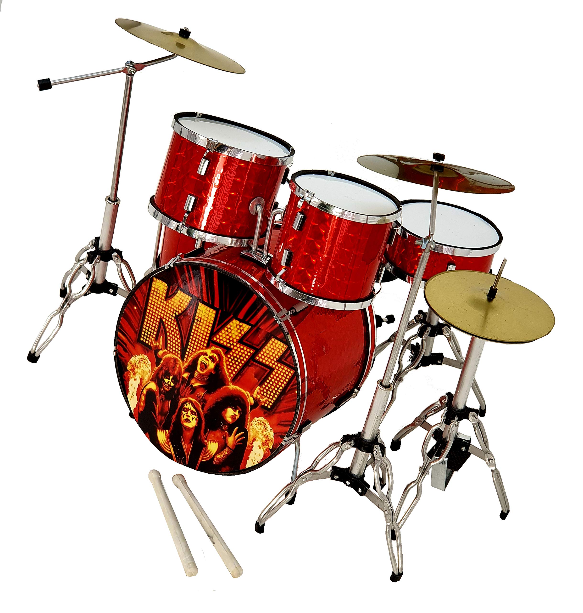 MINIATURA BATERÍA ACUSTICA ROJO CROMO MDR-0121 REGALO MUSICAL ESCALA 1:5 ROCKMUSIC