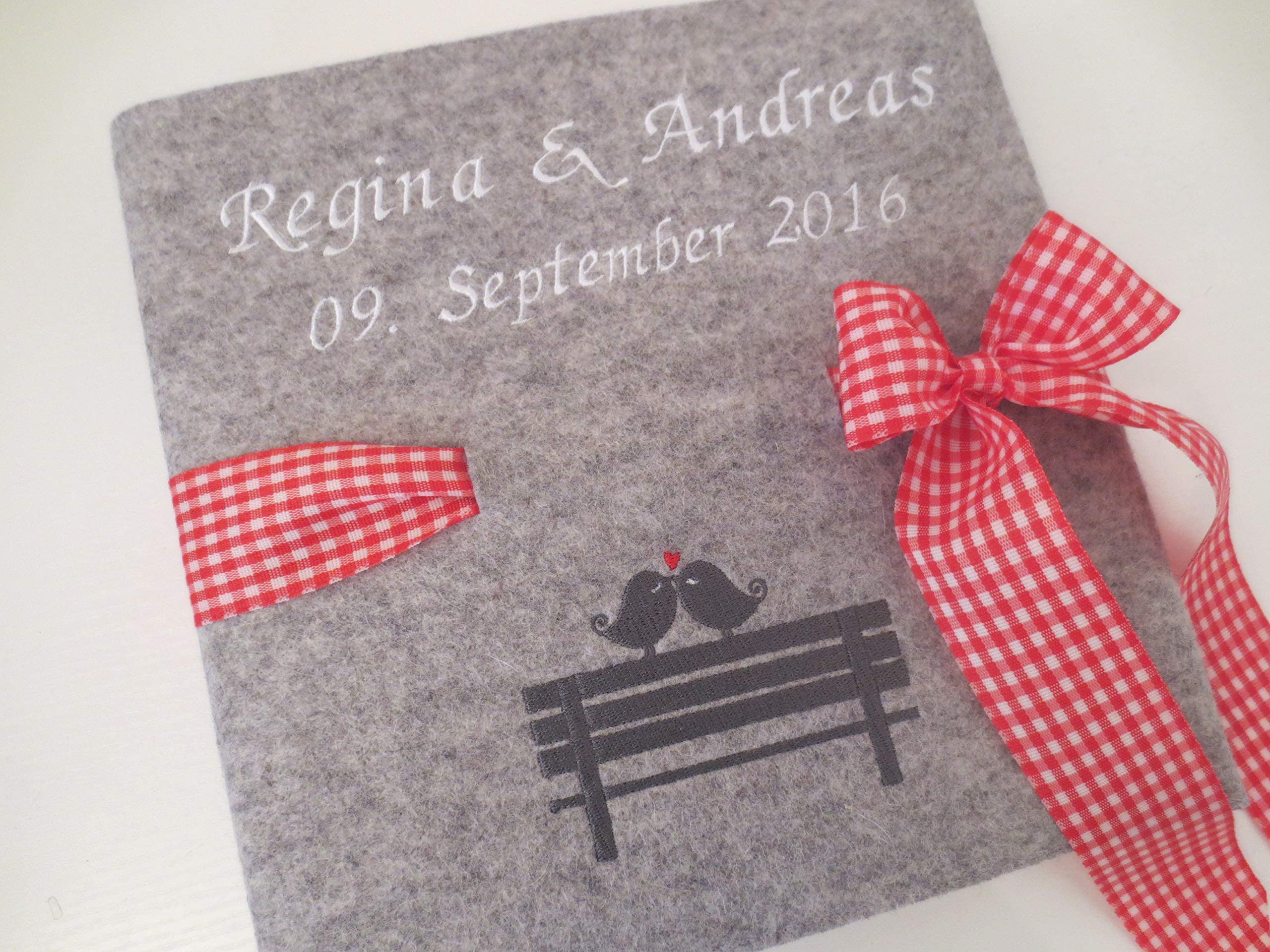 Fotoalbum Album Hochzeitsalbum Hochzeit Gästebuch Hochzeitsreise Geschenk Wollfilz Filz 26 cm x 25 cm