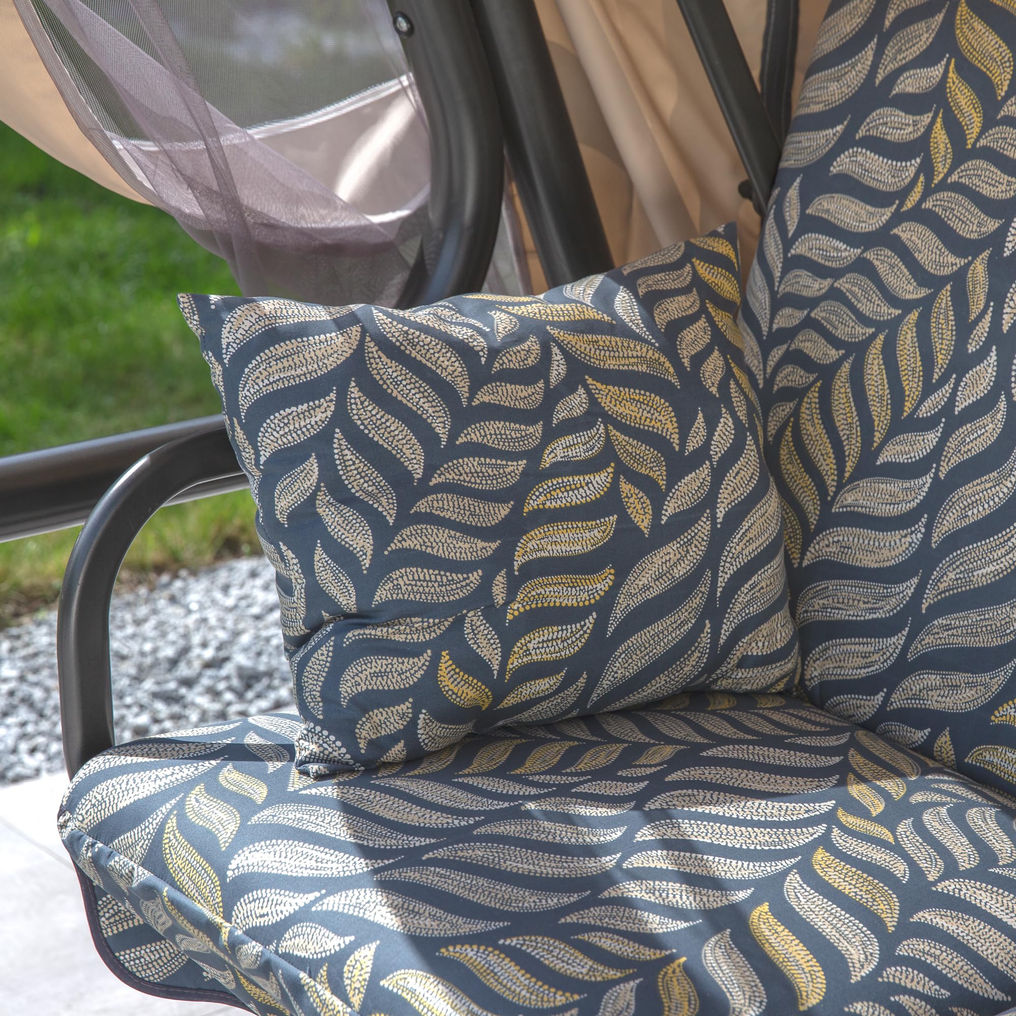 PATIO Hollywoodschaukel Auflage 180 cm Rimini/Venezia 3 Sitzauflagen mit Seitenkissen Gartenbankauflage Volant vorne