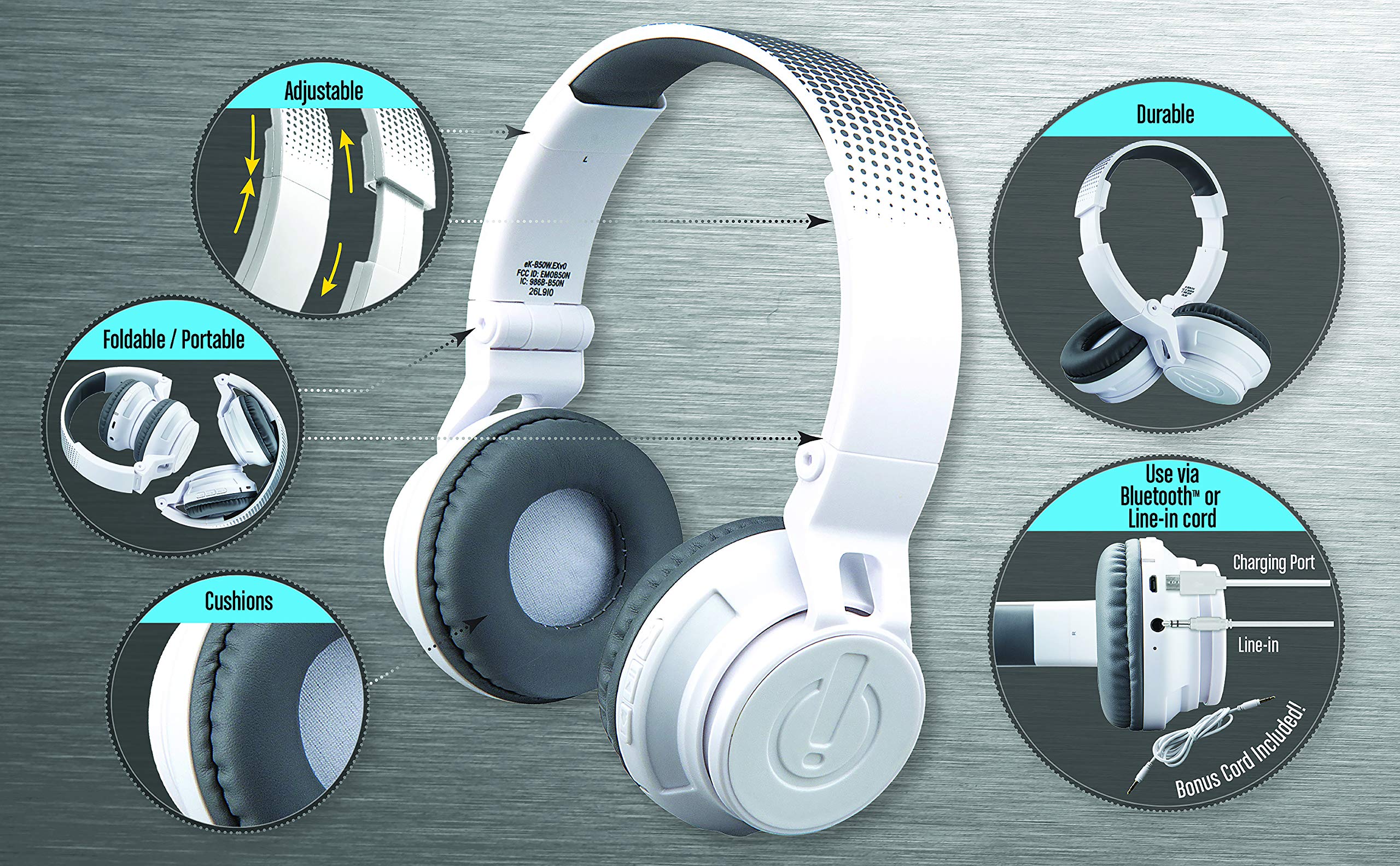 eKids Cuffie Bluetooth per bambini, cuffie wireless con microfono, include cavo AUX, volume ridotto, cuffie pieghevoli per bambini, per scuola, casa o viaggi