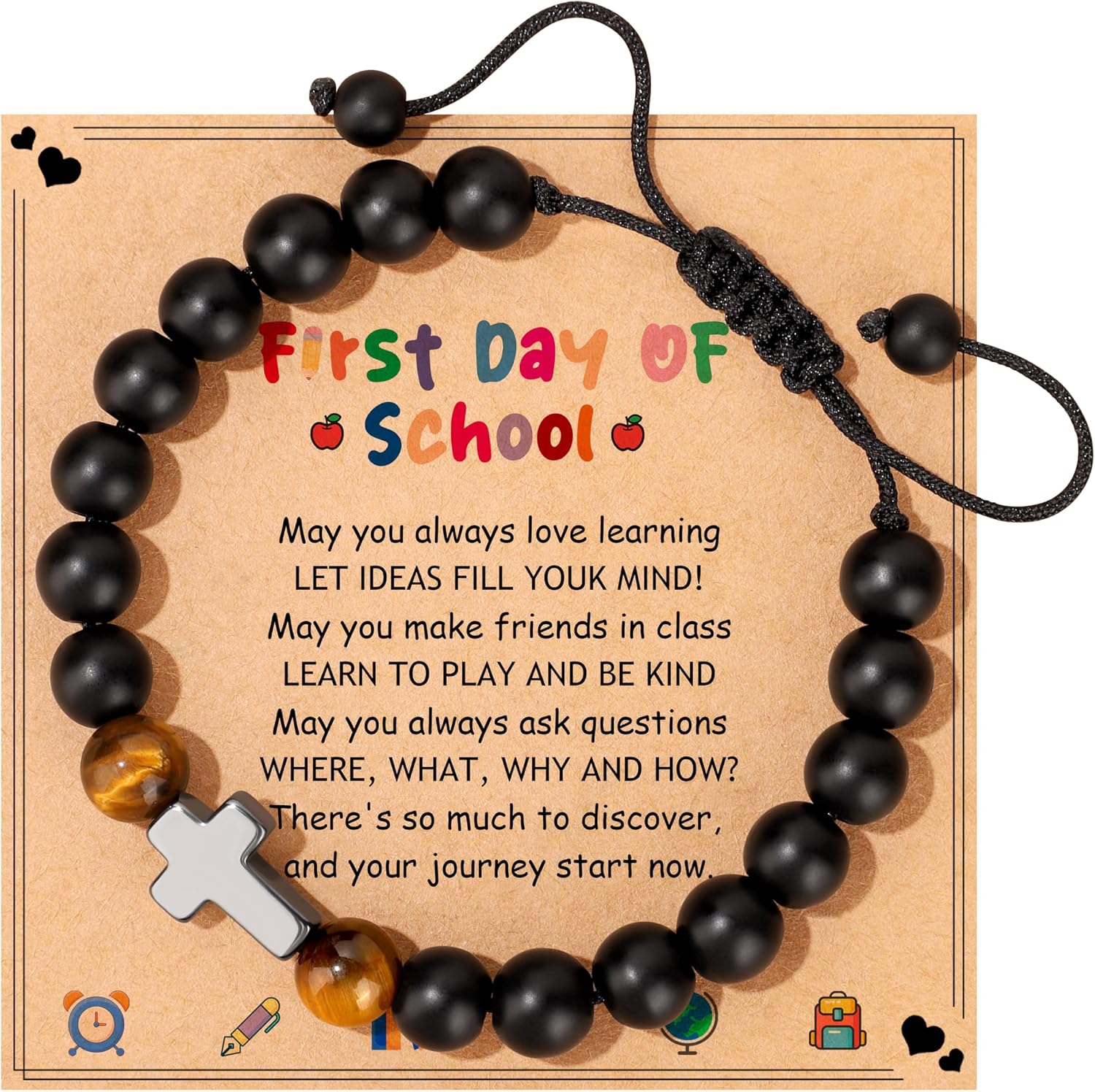 Back to School Stuff First Day of School Gifts Bracelets for Mommy and Me Daughter Son First Day of 1 2 3 Grad Preschool Kindergarten High School Back to Scool Supplies
