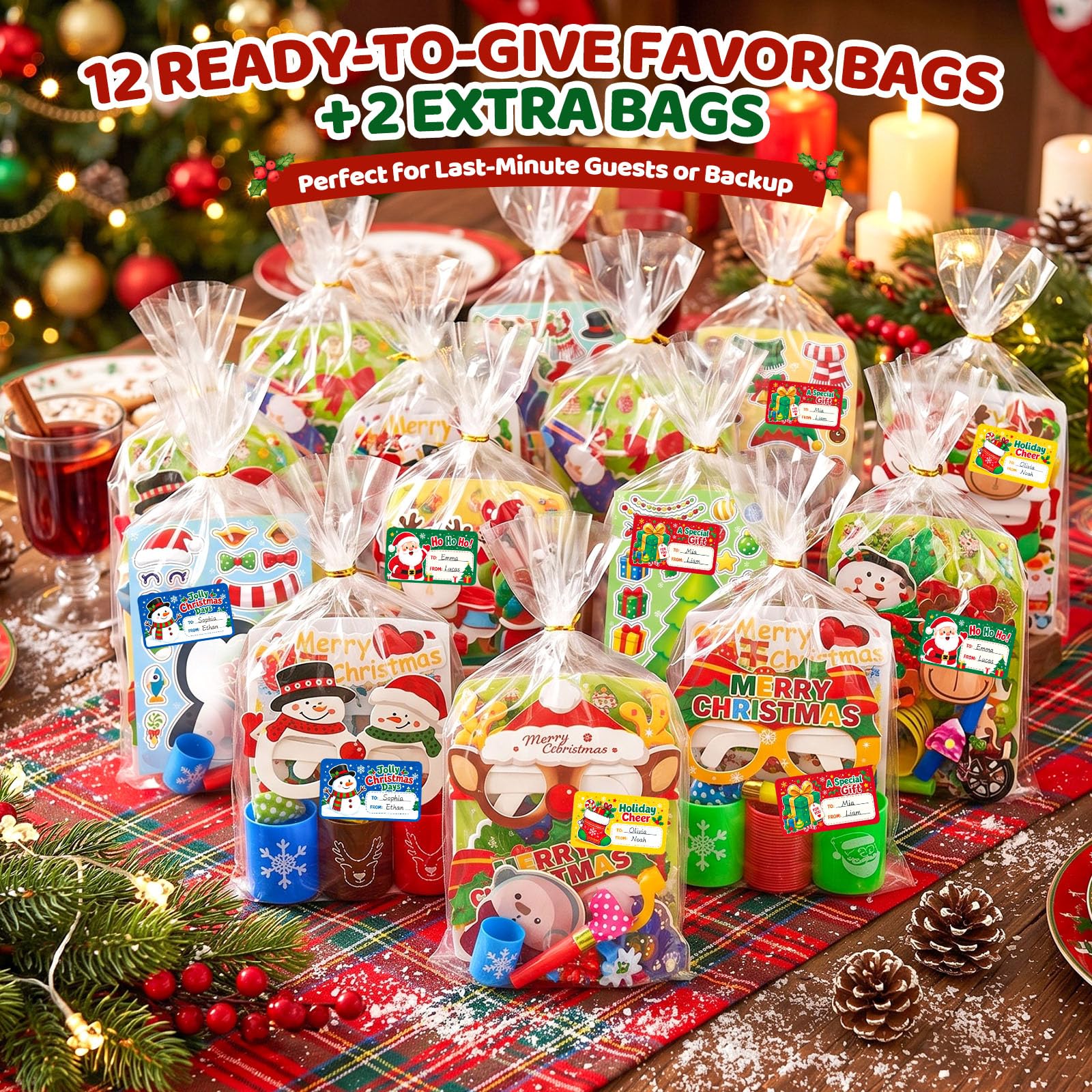 LovesTown 340PCS Christmas Party Favor Set for 12 Guests