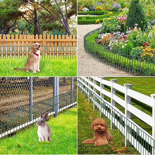 Miniatura 6 de Adavin Valla de barrera de animales negros, paquete de 10 unidades de 12 pulgadas de largo x 15 pulgadas de alto, valla decorativa de jardín sin