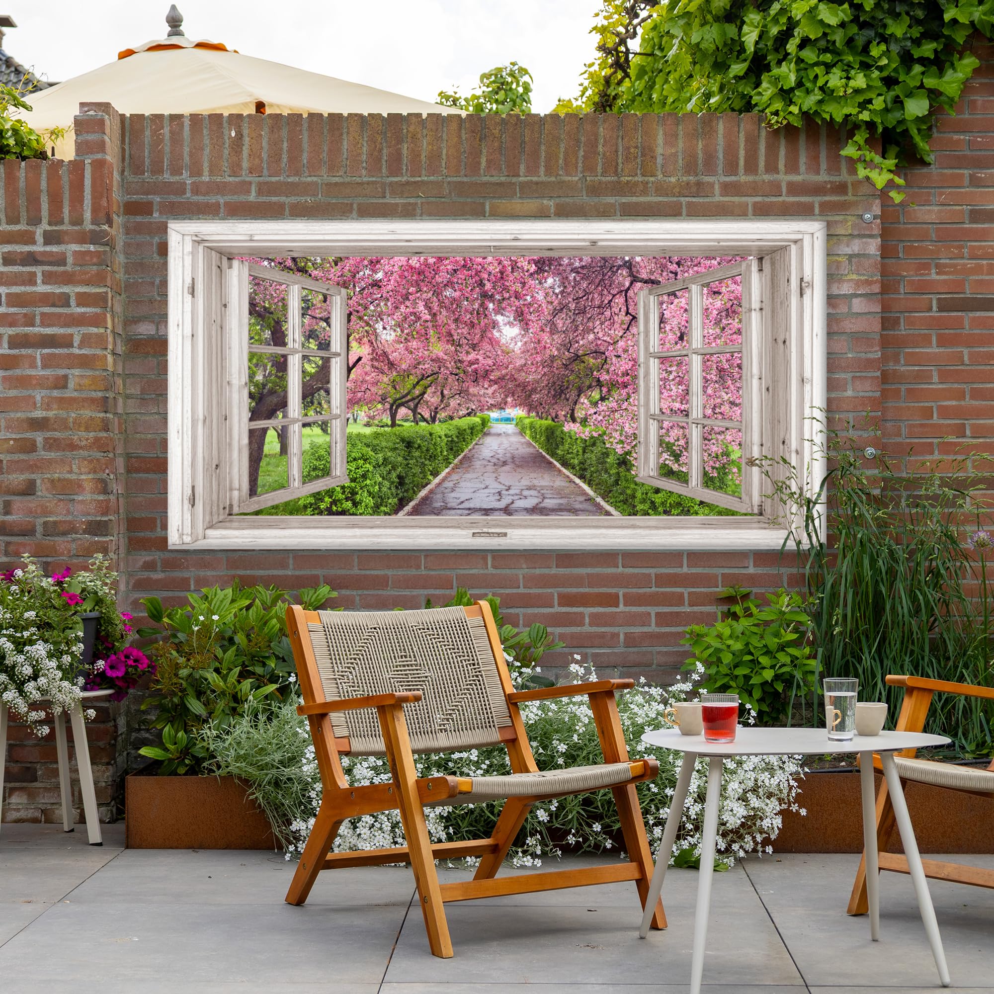 Canvas per Esterno 200x100 cm Giardino Poster da Parete Decorazioni Accessori Decorazione Muro Murali Posters Moderne Wall Giapponese - Sakura - Fiore - Albero - Rami in Fiore