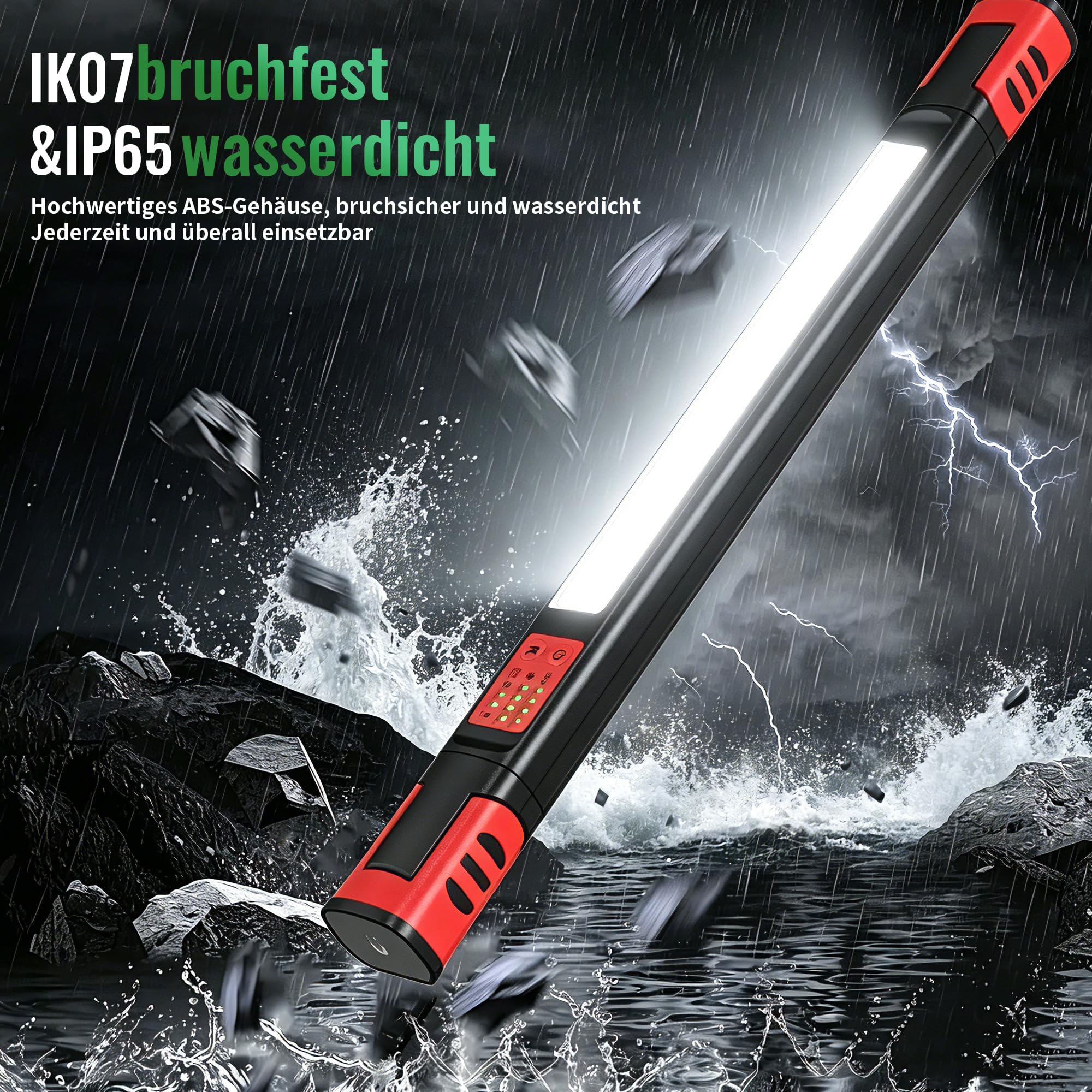 STARBLADE LED Werkstattlampe, Akku Arbeitsleuchte mit Magnet (Red) | IP65/IK07 Wiederaufladbare USB-C Magnetlampe, 7800mAh Motorraumleuchte & Haken für KFZ Auto-Reparatur, Werkstatt, Camping
