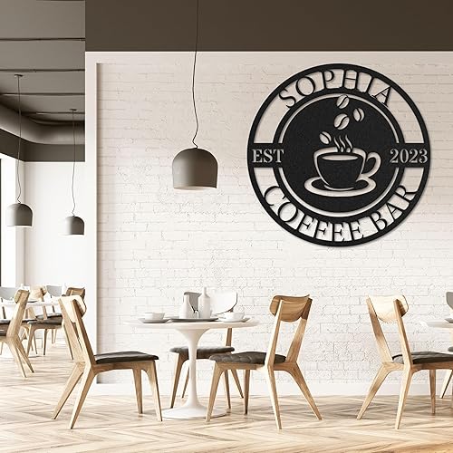 Miniatura 3 de Letrero personalizado de barra de café, decoración de café personalizada para cocina, arte de pared de café personalizado con nombre personalizado,