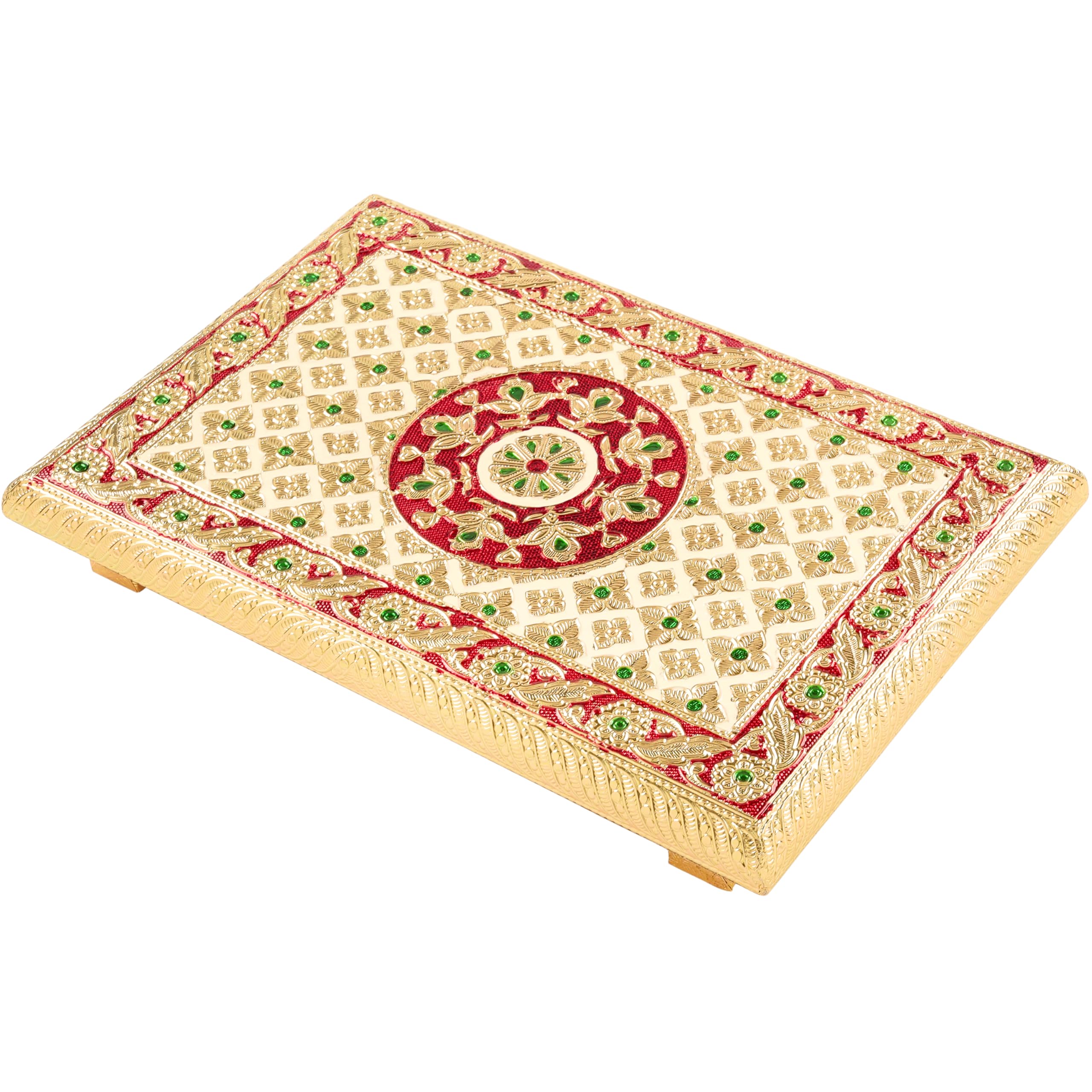 CHEADLE Handcrafted Multicolor Wooden Pooja Chowki – Traditional Decor for Home Temple & Puja Rituals (Multicolor, chowki-8X12)-image-38