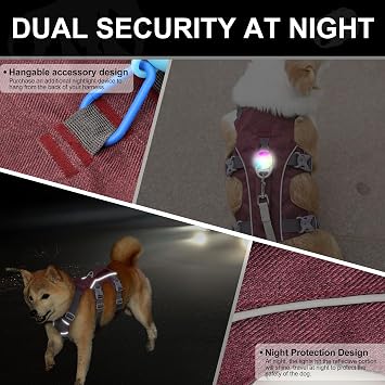 Escape Proof Dog Harness, Full Body Vest with Handle, Maroon S