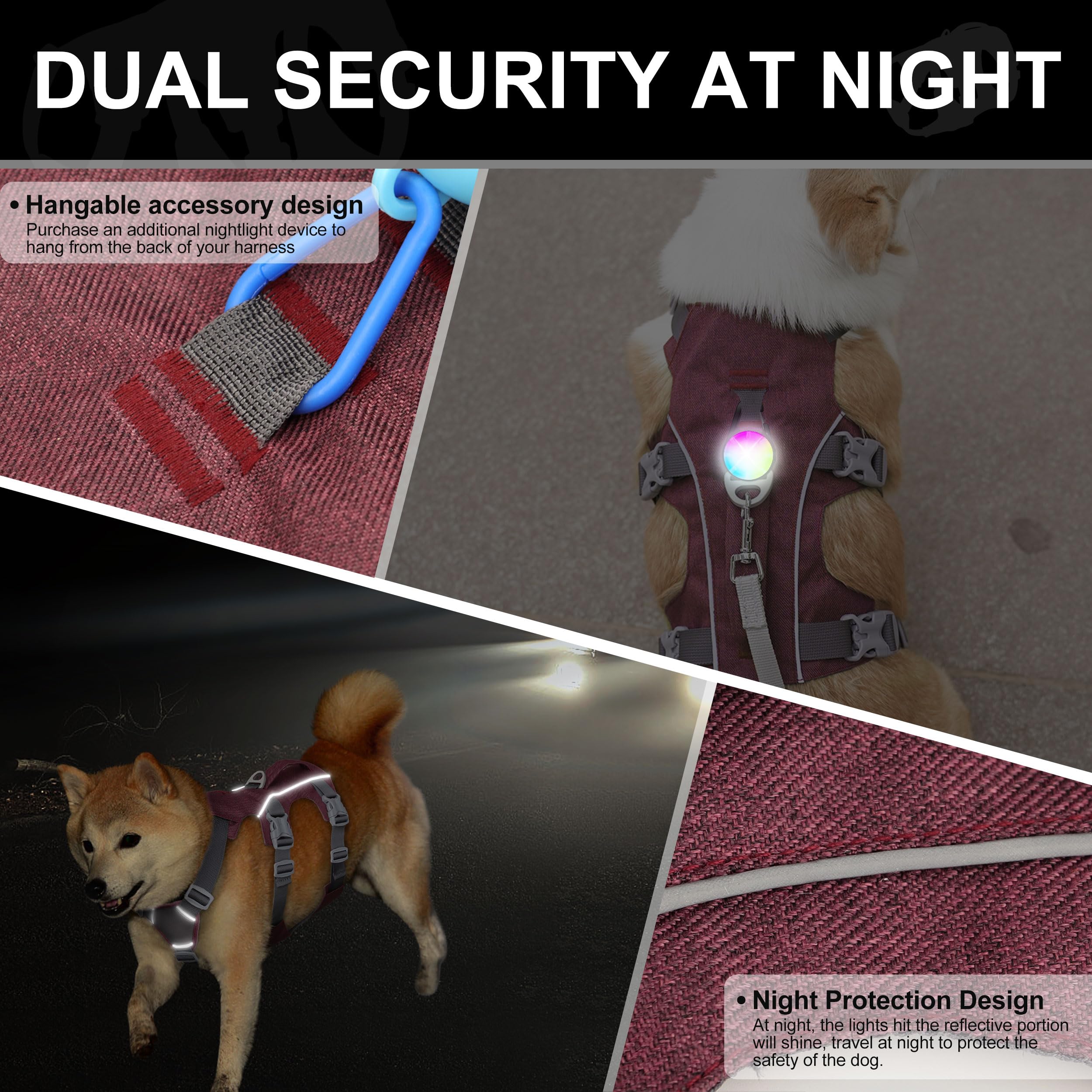 Arnés para perro de tamaño mediano a prueba de escape con asa, chaleco reflectante para perro, arnés transpirable y suave de cuerpo completo para mascotas, para caminar, entrenar (rojo, M)
