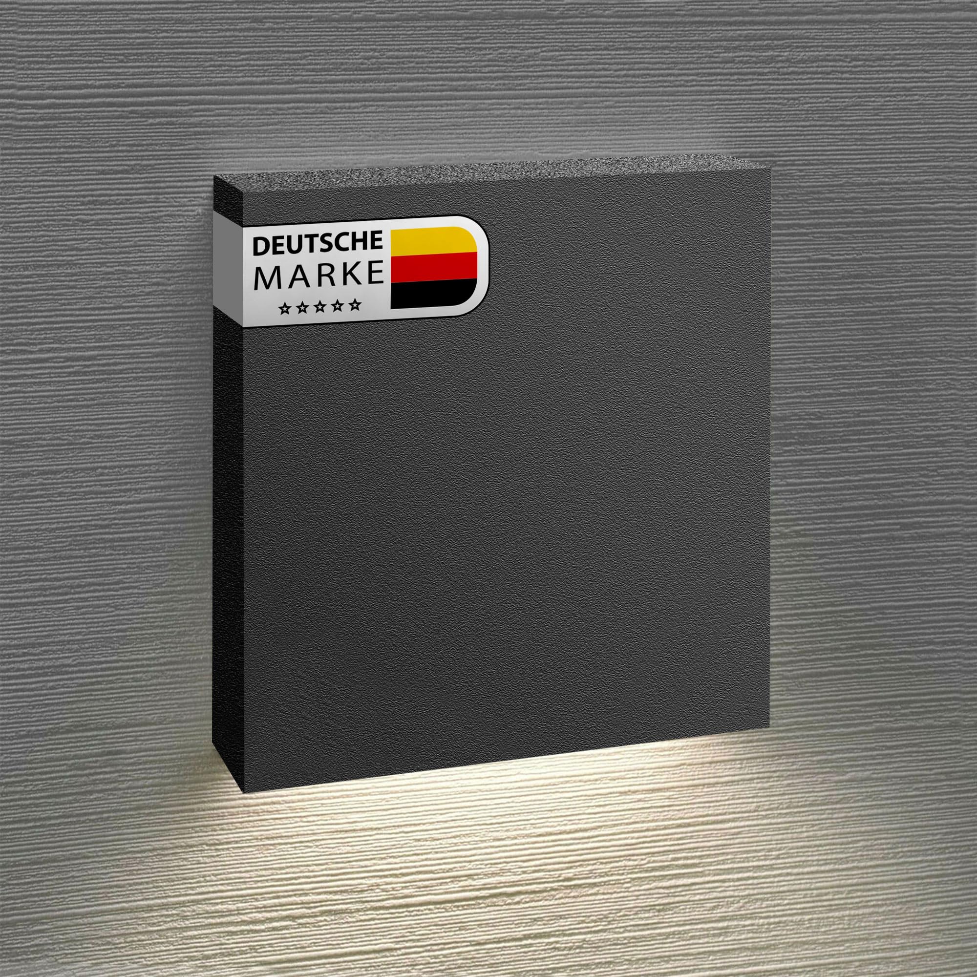 max K O M F O R T 3x LED Treppenbeleuchtung 2,5W Warmweiß Eckig, Stilvolles Schwarz Aluminium, Einbau Wandstrahler, Flur Nachtlicht - 6190S-BK