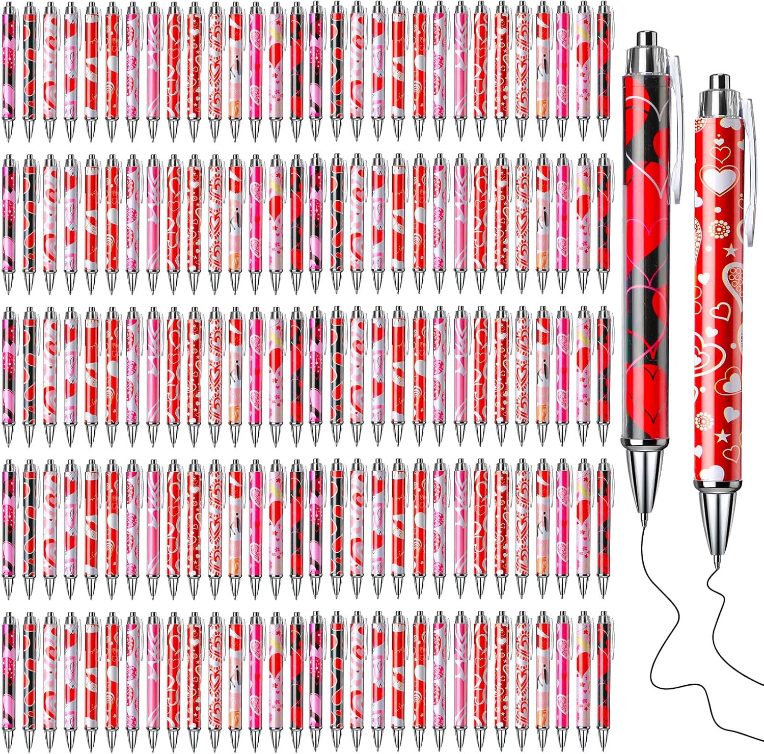 150 Pcs Valentine Ballpoint Pens Bulk Heart Holiday Novelty Pens 0. 5 mm Retractable Black Ink Decorative for Kids Office School Party Favor Supplies Women Gift