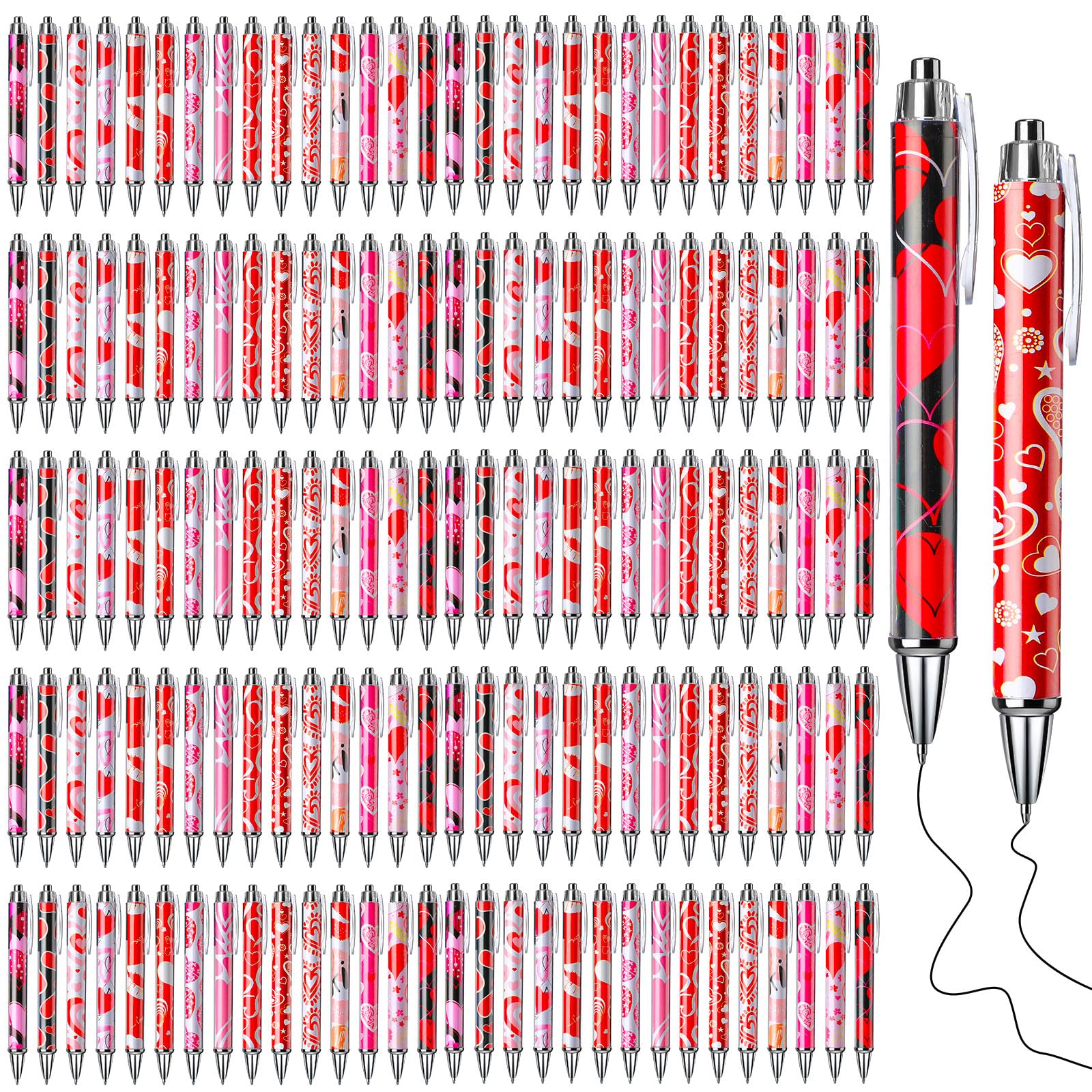 Resurhang 150 Pcs Valentine Ballpoint Pens Bulk Heart Holiday Novelty Pens 0. 5 mm Retractable Black Ink Decorative for Kids Office School Party Favor