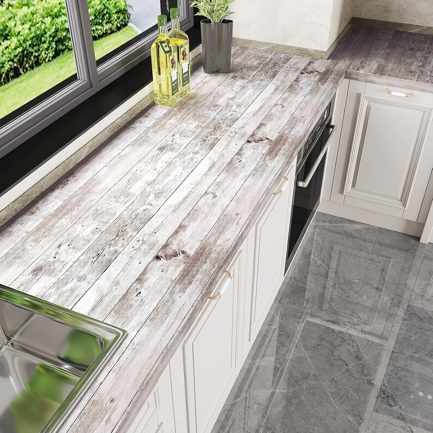 VEELIKE Aged Brown Wood Wallpaper Peel and Stick Shiplap Wallpaper 17.7''x354'' Distressed Wood Contact Paper Waterproof Self Adhesive Vinyl Removable Wallpaper for Room Decor Cabinets Bathroom Walls