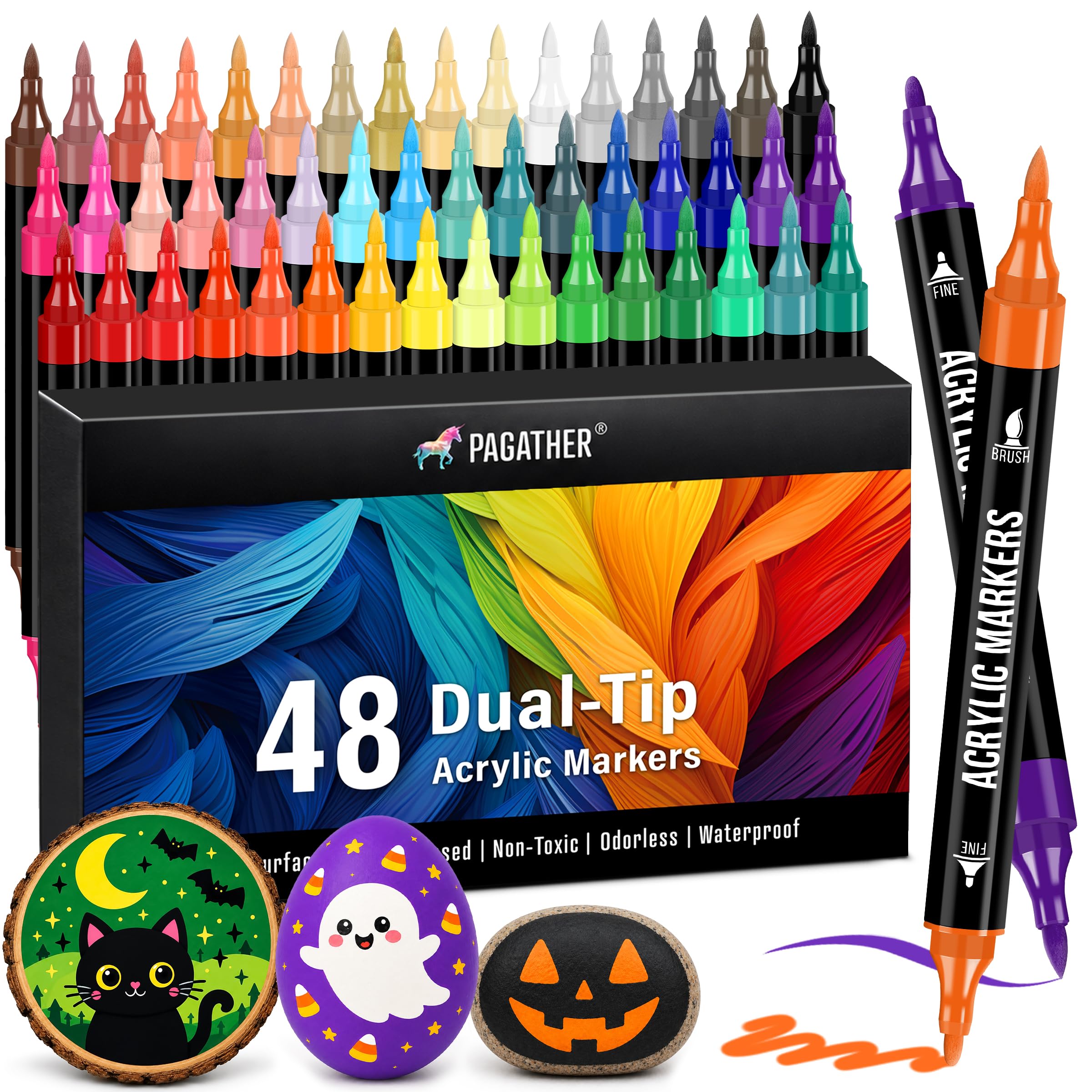 Pagather Acrylic Paint Markers - 48 Colors -1