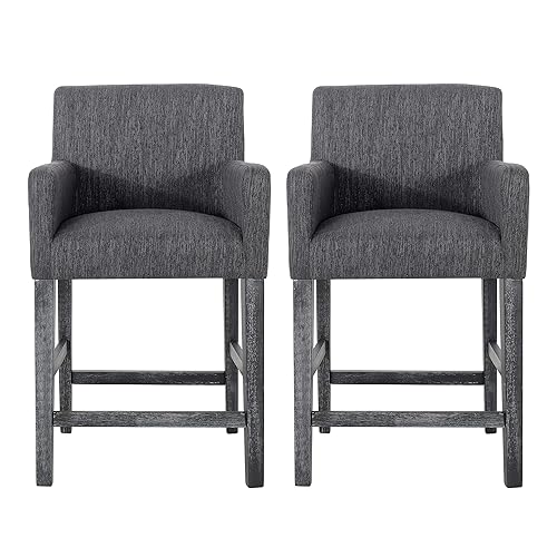 Armga Fabric Upholstered Counter Stools Set of 2, Wooden Counter