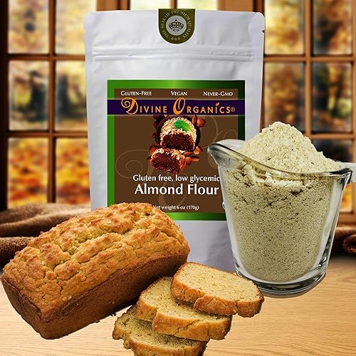 Miniatura 6 de Harina de almendras orgánica de 6 onzas en polvo, sin gluten, bajo glucémico sin OMG por Divine Organics