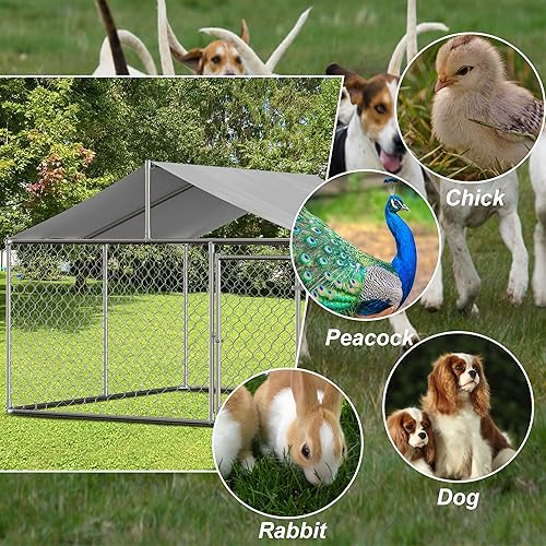 Miniatura 6 de OUYESSIR Perrera grande para perros al aire libre, 9.8 x 9.8 pies con protección UV, cubierta impermeable y techo, bolígrafos resistentes con