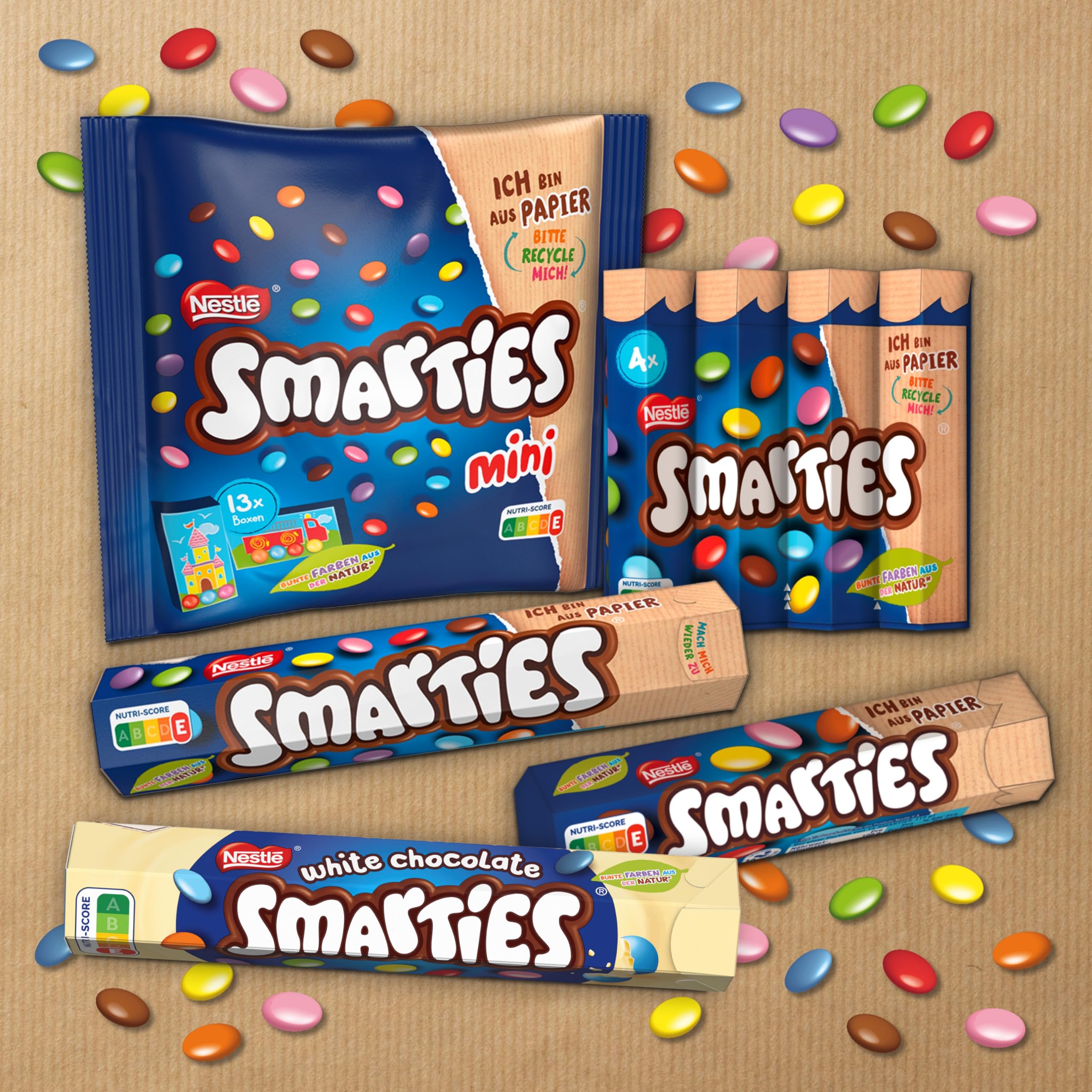 Nestlé SMARTIES Riesenrolle bunte Schokolinsen Hexagonrolle 20er Pack 20 x 130g