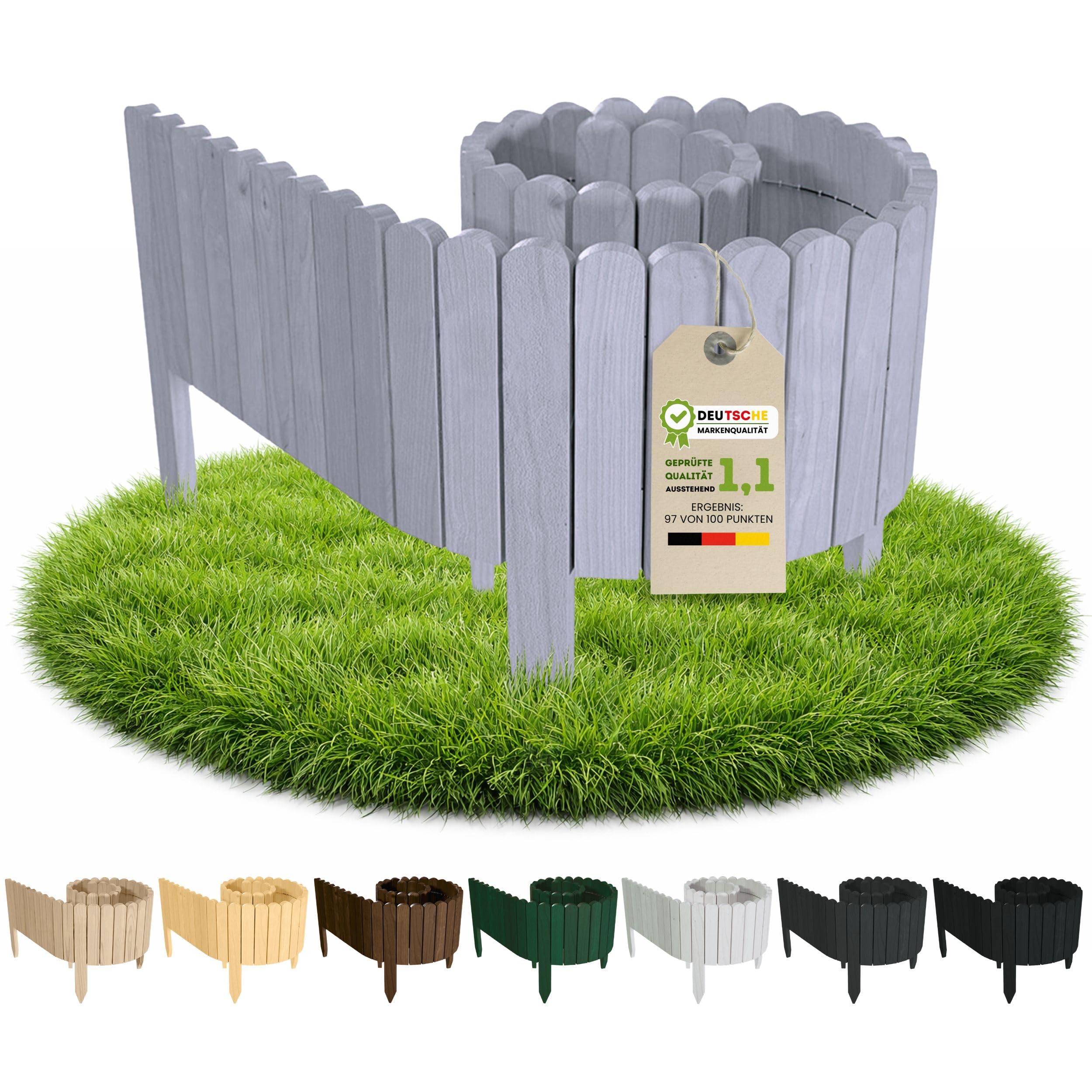 Floranica wooden garden edging 40 cm x 200 cm silver lawn border wooden garden fence flecm xible roll border