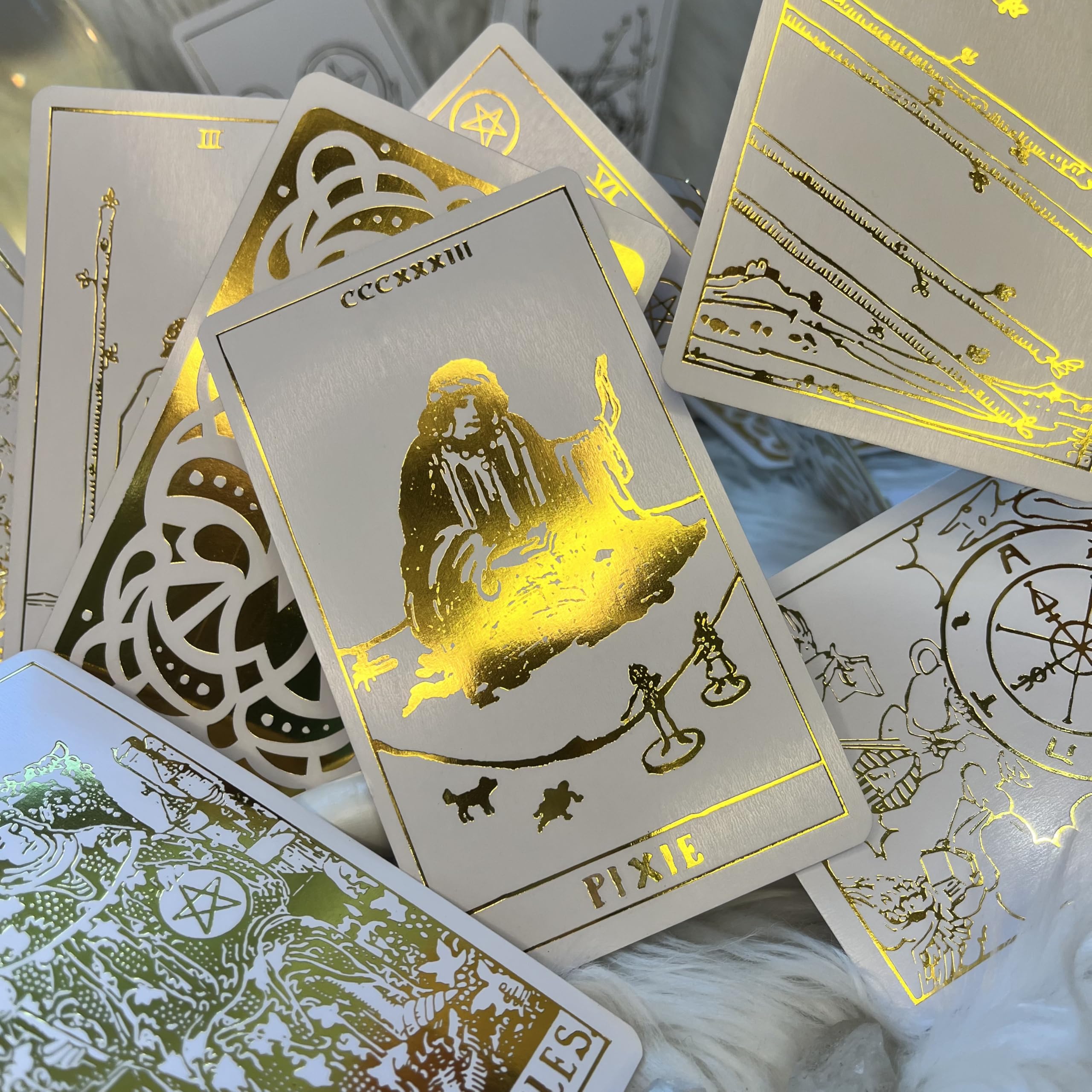 DELALUNA ANSWERS All Gold Tarot: 80 Cards Bonus Psychic Deck for Divination 1909 Original Rider Waite Smith Fortune Telling - Image 3