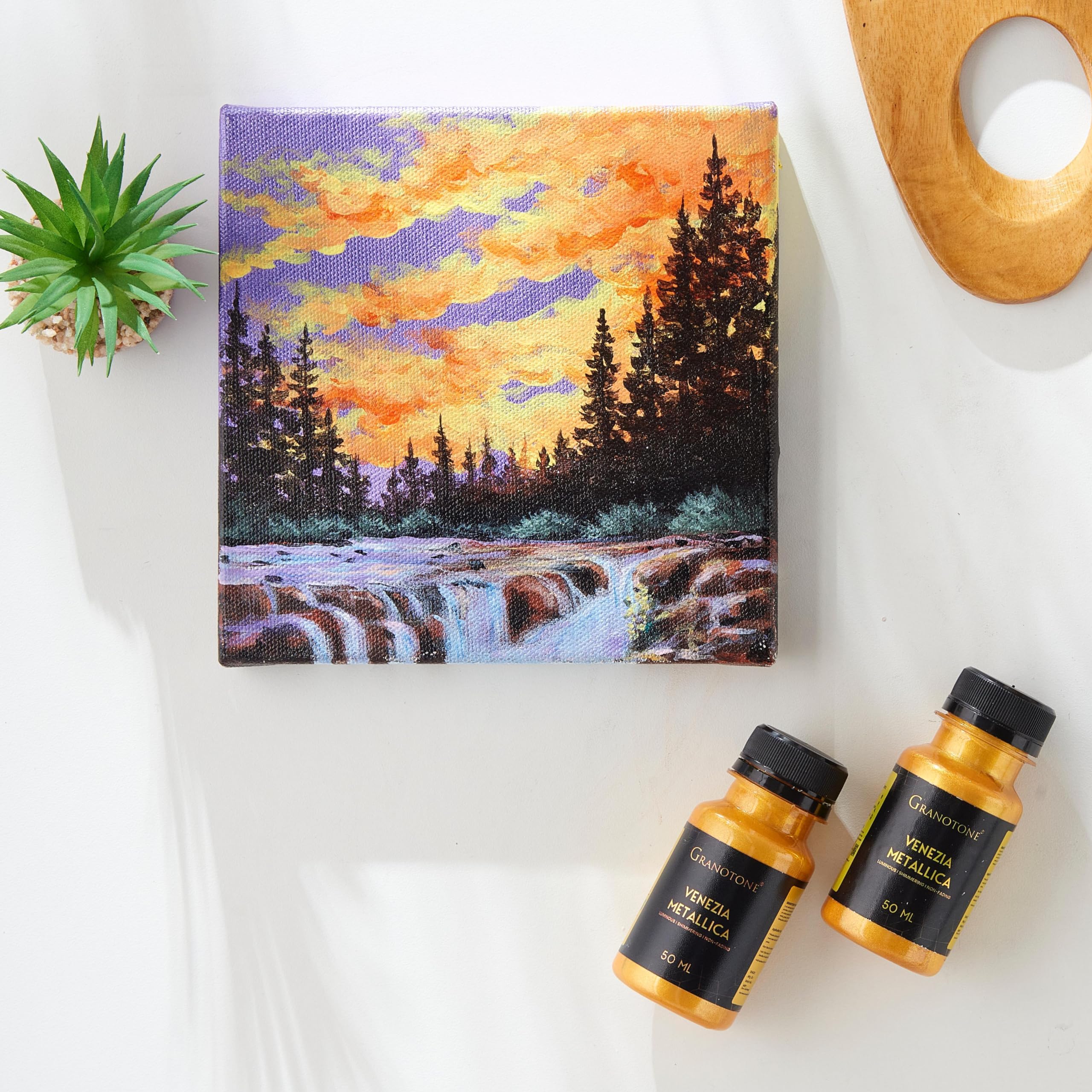 GRANOTONE Acrylic Venezia Metallic Colour, Non-Fading & Shimmering Paint With Rich Pigments, Non-Toxic Ideal for Kids, Artists & Beginners, Bronze (Metallic Gold, 50 ML) 2