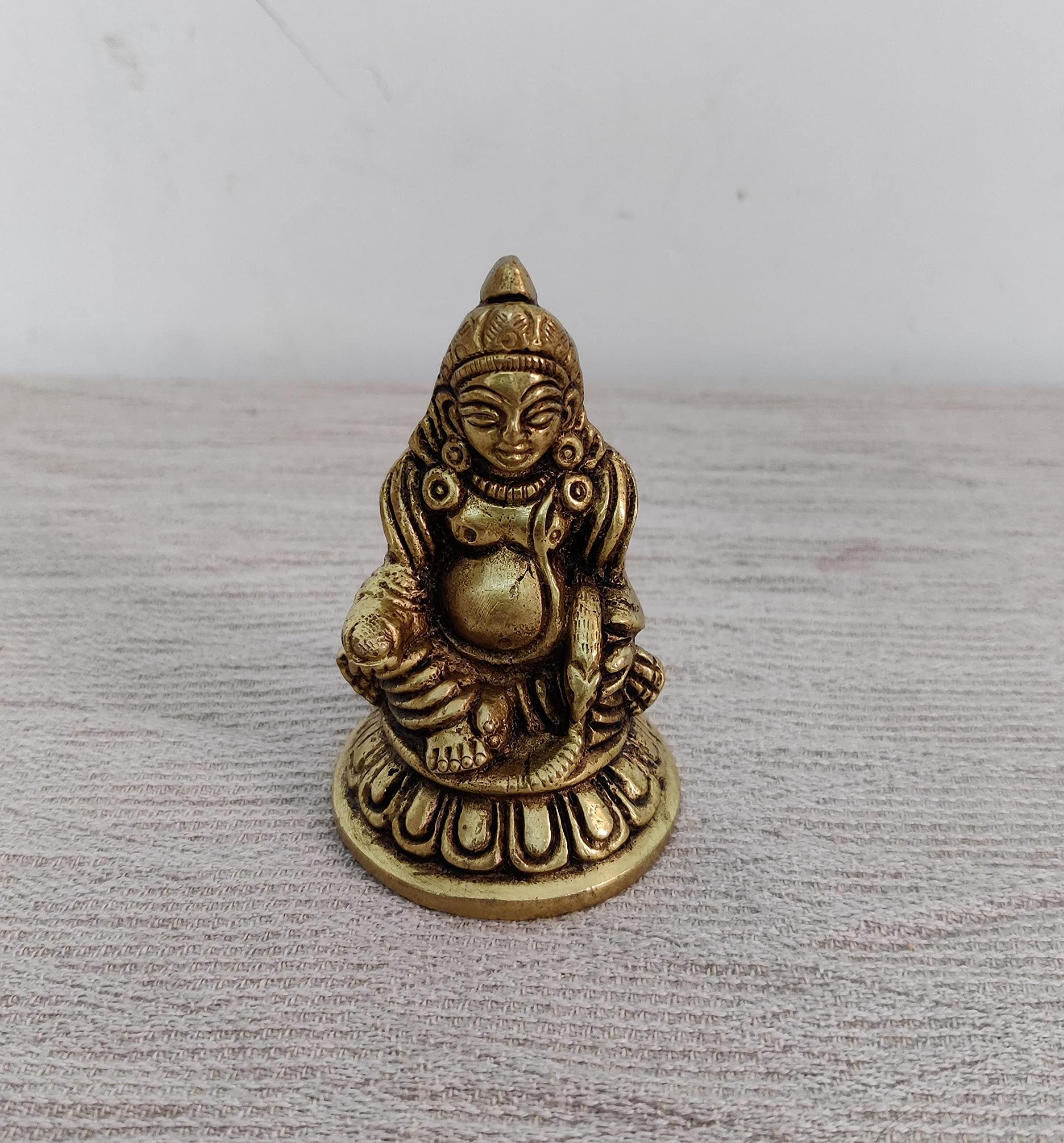 Puja Celebrations Brass Kubera Statue, Kubera Pooja Showpiece Statue Idol, Size: Diameter: 2 inches Height: 3 inches Material: Brass
