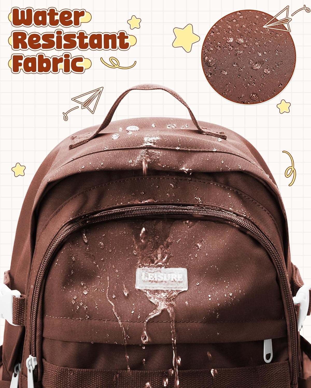 School Backpack for Teen Girls Boys Multi-pocket Middle School Bag Cute College Backpack for Women Men Elementary Student Bookbags Aesthetic Backpacks Casual Daypacks Coffee - Image 6