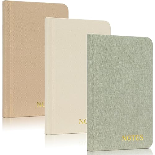 ZICOTO Aesthetic Linen Pocket Notebooks Set Of 3 For Women & Men - Small Pocket Size 3x5 Notepads With Lined Pages - Cute Linen Mini Note Pads to Stay Organized and Boost Productivity