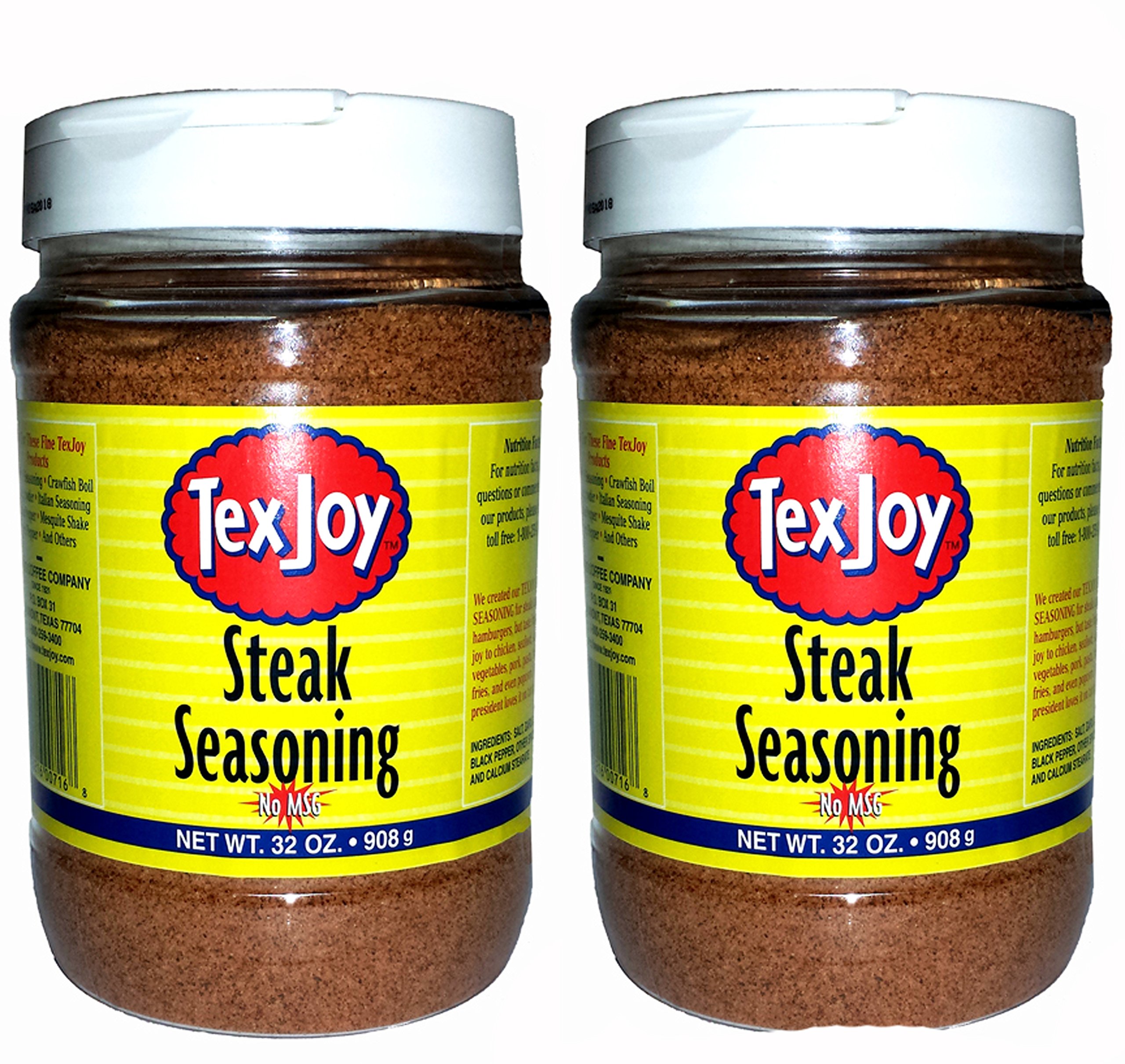 TexJoySteak Seasoning No MSG 32 Ounce 2 Pack (64 Total Ounces, 4 Pounds of Goodness)