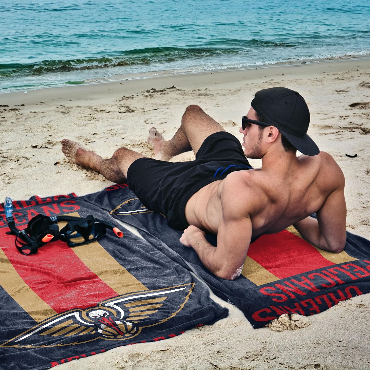NORTHWEST NBA New Orleans Pelicans Beach Towel, Sand Free, Soft, Absorbent & Fast Drying, 30" x 60", Zone Read