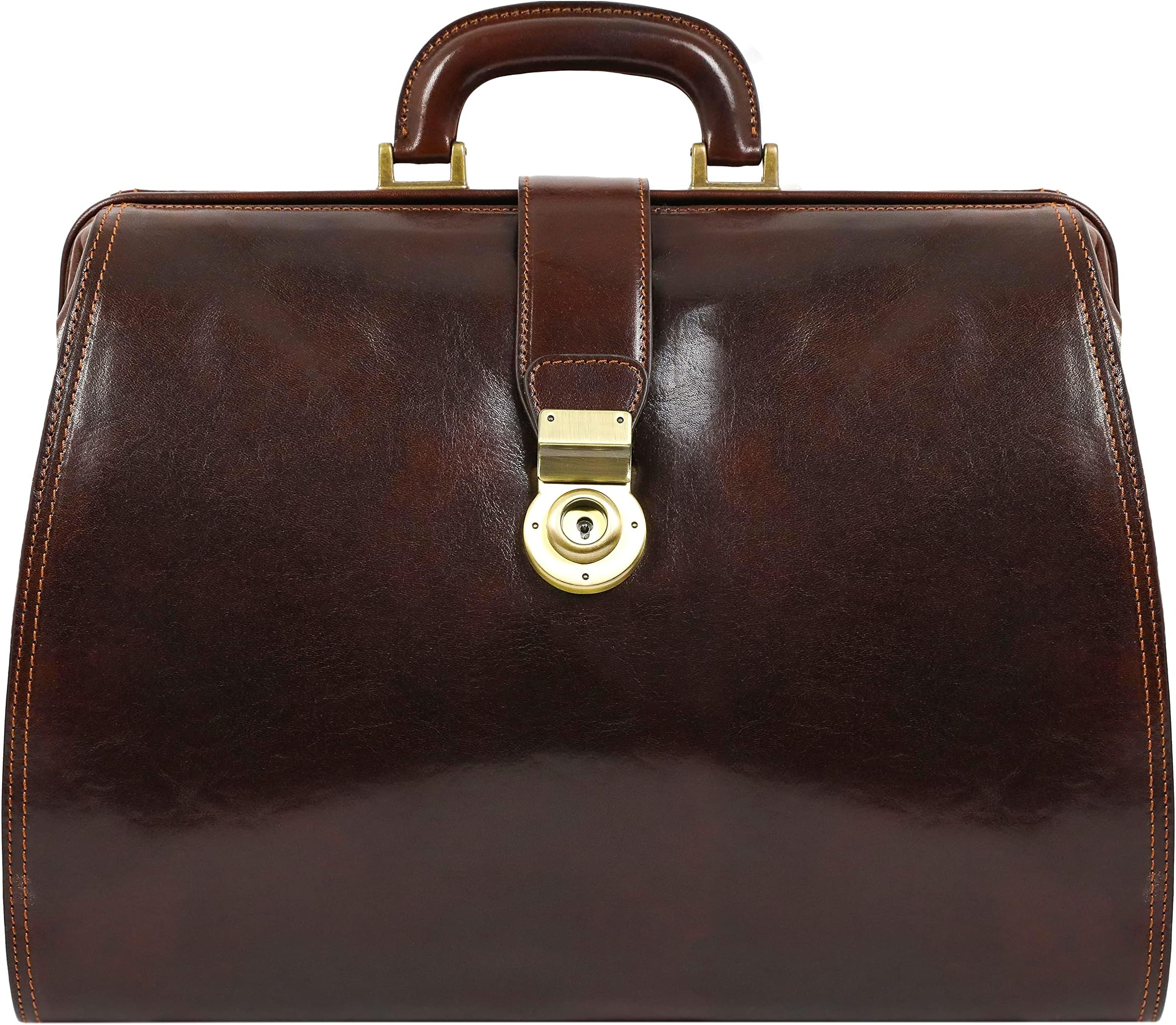 Time Resistance Leather Doctor Bag Purse - Large Italian Handmade Medical Bag - Vintage Style Handbag - Leather Briefcase