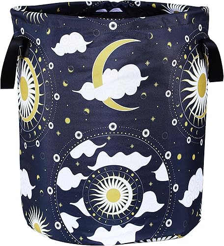 Cesta de lavandería Galaxy Moon con cielo estrellado y sol, plegable, de tela Oxford, divertida bolsa de lavandería, cesta de almacenamiento de