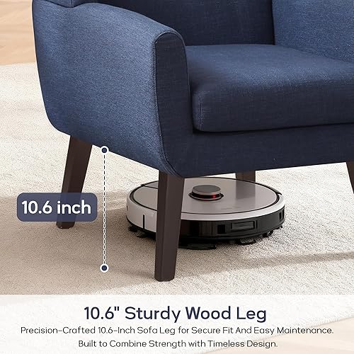 Miniatura 8 de HUIMO - Silla Accent para sala de estar, sillón tapizado con botones decorativos, sillas de sofá de tela de lino para dormitorio, sala de estar,