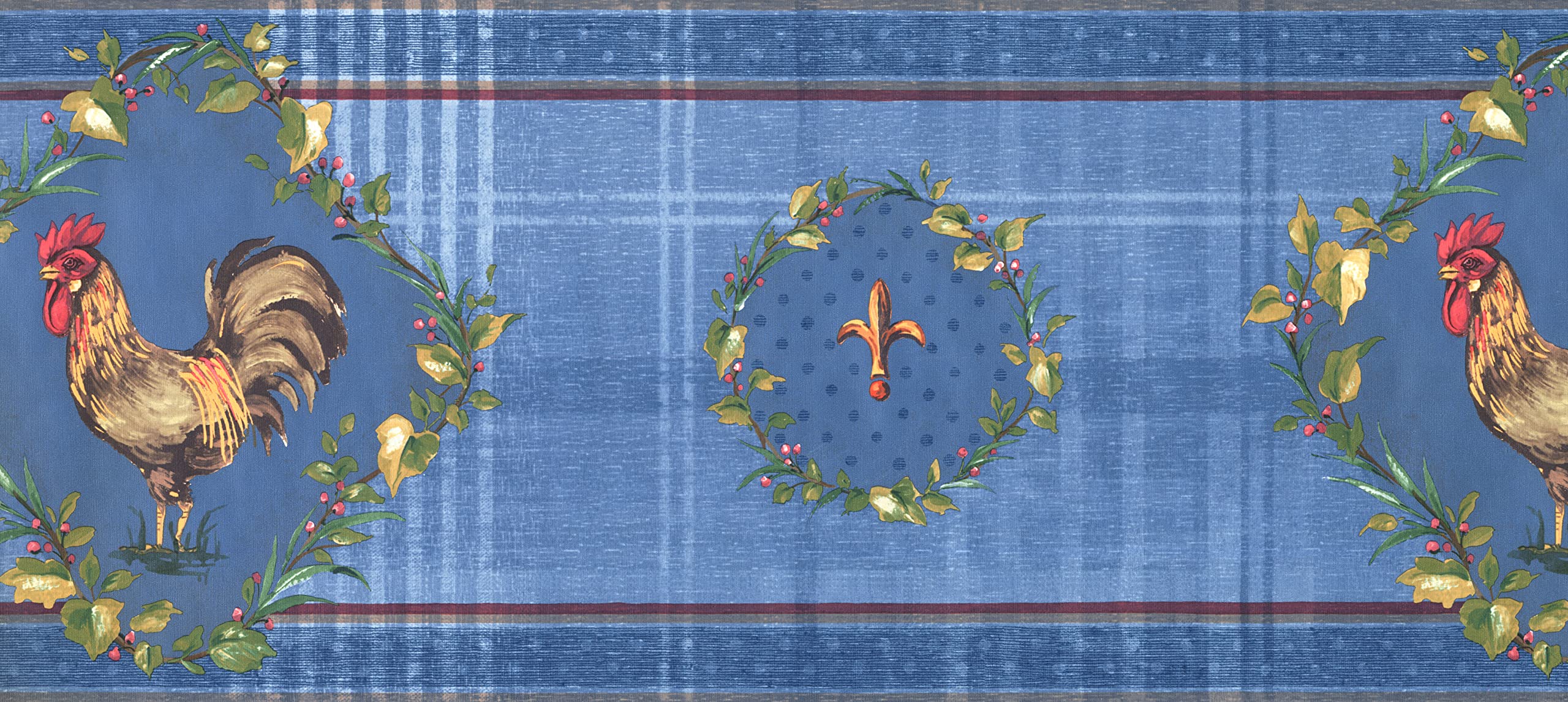Concord Wallpaper Border - Vintage Rooster & Leaf Pattern, Pre-Pasted, 15ft X 10in, For Kitchen & Farmhouse Decor - View #7