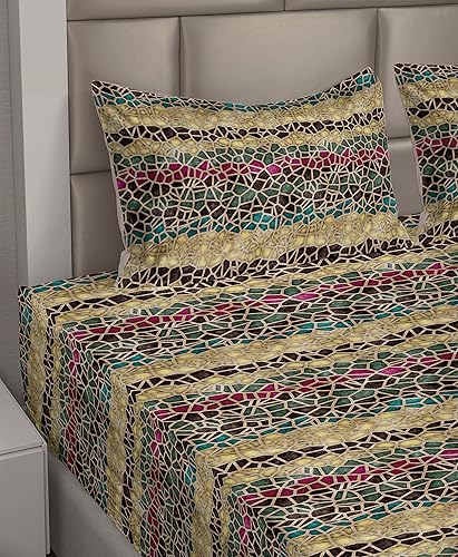 Miniatura 5 de Ambesonne Contemporary Sheet Set, Lace Like Aged Motif Geometric Shapes Abstract Style of Illustration, Fitted and Flat Sheet with Pillowcases