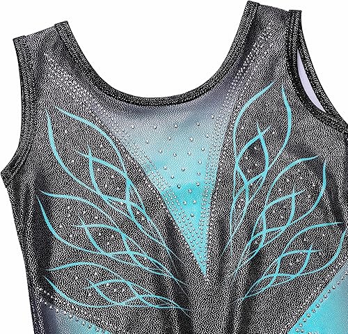 Miniatura 4 de TFJH E Leotardos de gimnasia para niñas, con diamantes brillantes, ropa de danza de ballet, trajes de práctica de una pieza, 3-12 años