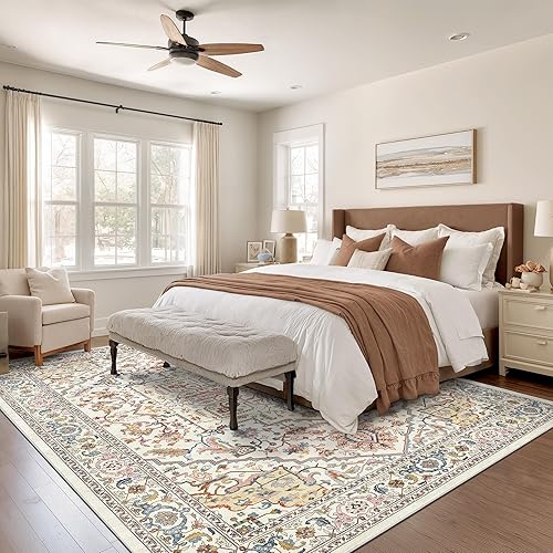 Miniatura 286 de Rugland Alfombras de área de 8 x 10, alfombra lavable resistente a las manchas, alfombras antideslizantes para sala de estar, alfombras tribales