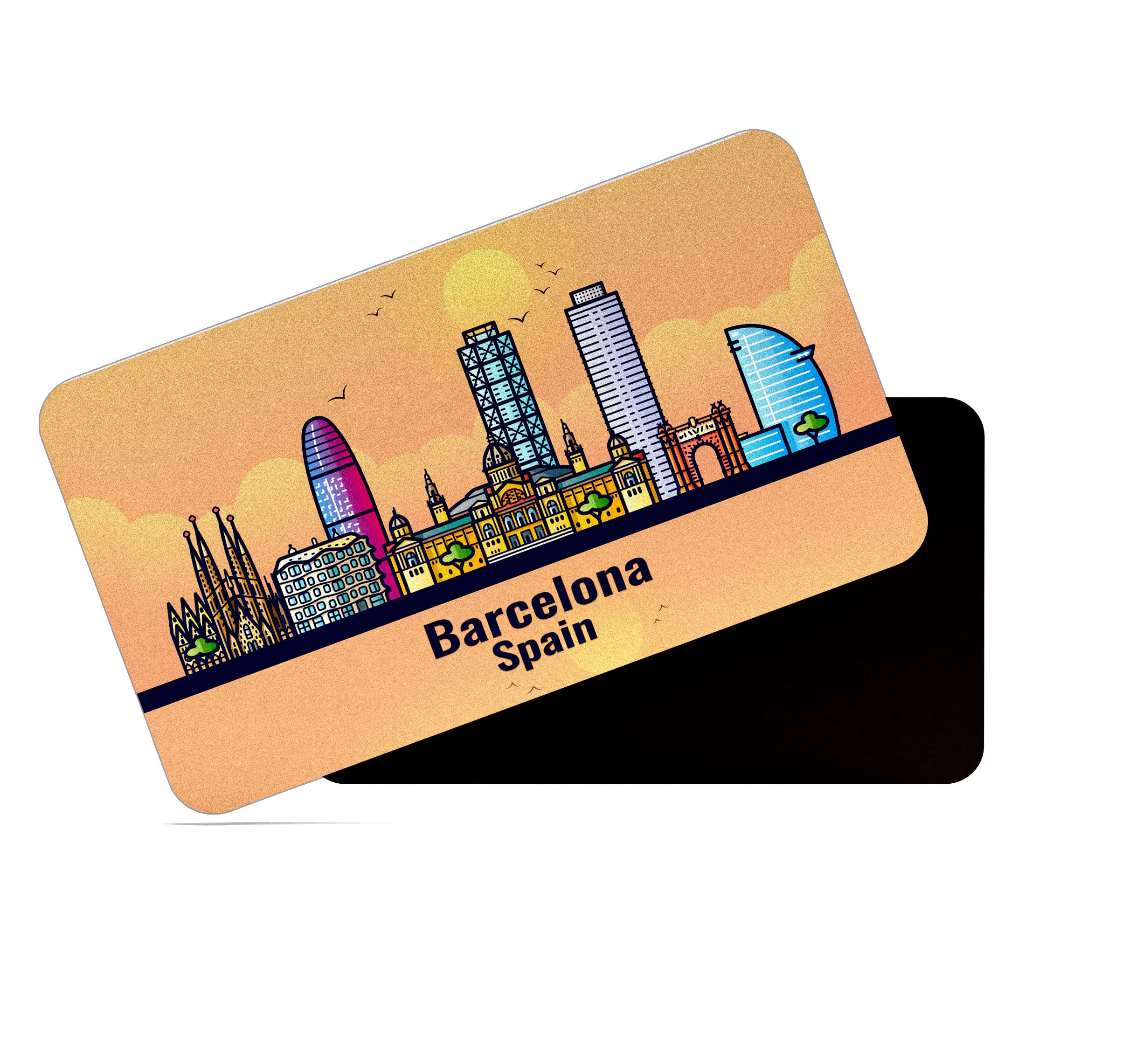 dhcrafts Rectangular Rubber Fridge Magnet/Magnetic Card Orange Spain Barcelona Design Pack of 1 (8.6cm x 5.4cm)