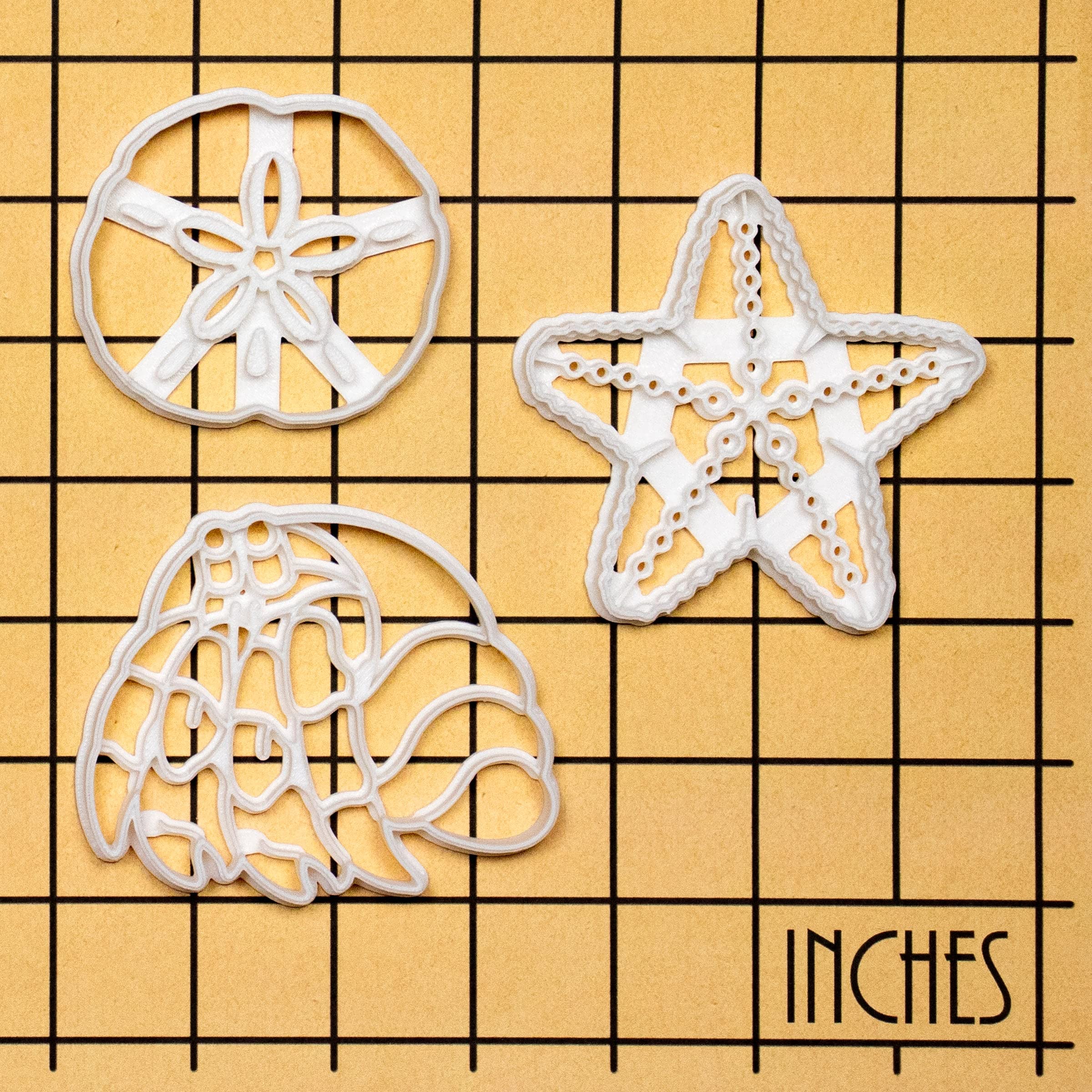 ensemble de 3 emporte-pièces sur le thème de la plage (motifs: étoile de mer, dollar de sable et bernard-l'ermite), 3 pièces