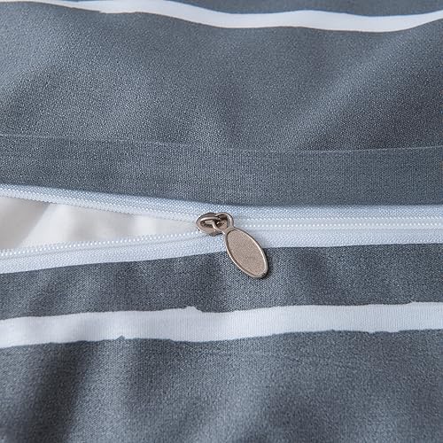 Miniatura 8 de HSKIKWN Juego de edredón a rayas grises y blancas, juego de funda de edredón de microfibra tamaño Queen de 90 x 90 pulgadas, diseño de geometría de