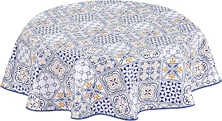 Home Direct Nappe ronde en toile cirée PVC facile à nettoyer Bleu 140 cm