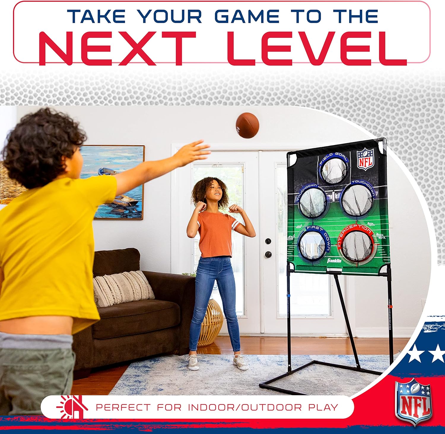 Franklin Sports Target Toss Games - Kids Football + Baseball Target Toss Games for Indoors + Outdoors - Fun Football + Baseball Throwing Games for Kids - Includes Targets + Mini Toy Balls