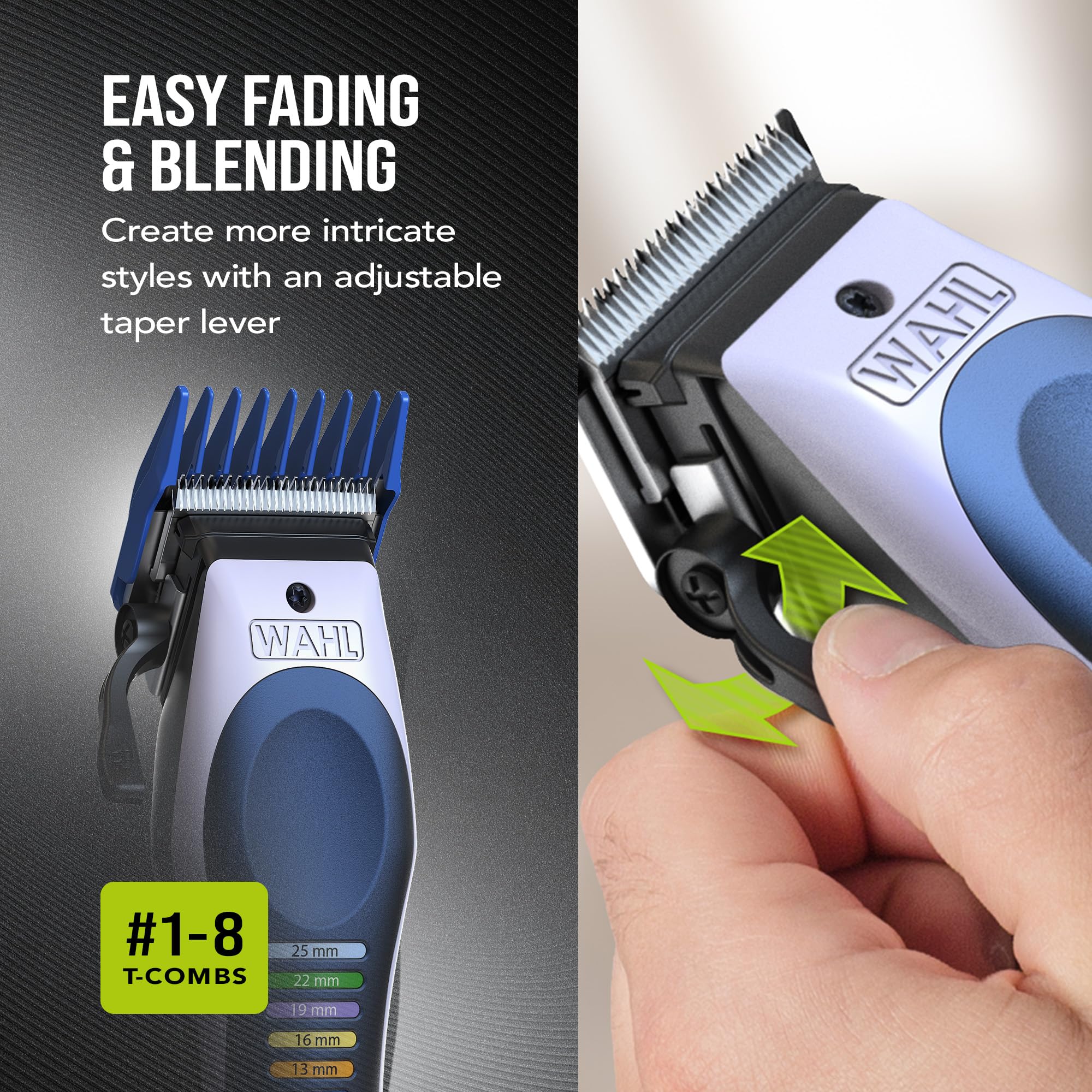 WAHL Color Pro Lithium Combi Kit, Kompletny Zestaw do Strzyżenia Włosów, Dźwignia do Płynnej Regulacji Długości Cięcia, Wydajny Akumulator, Trymer do Pielęgnacji Zarostu, Nożyczki i grzebień