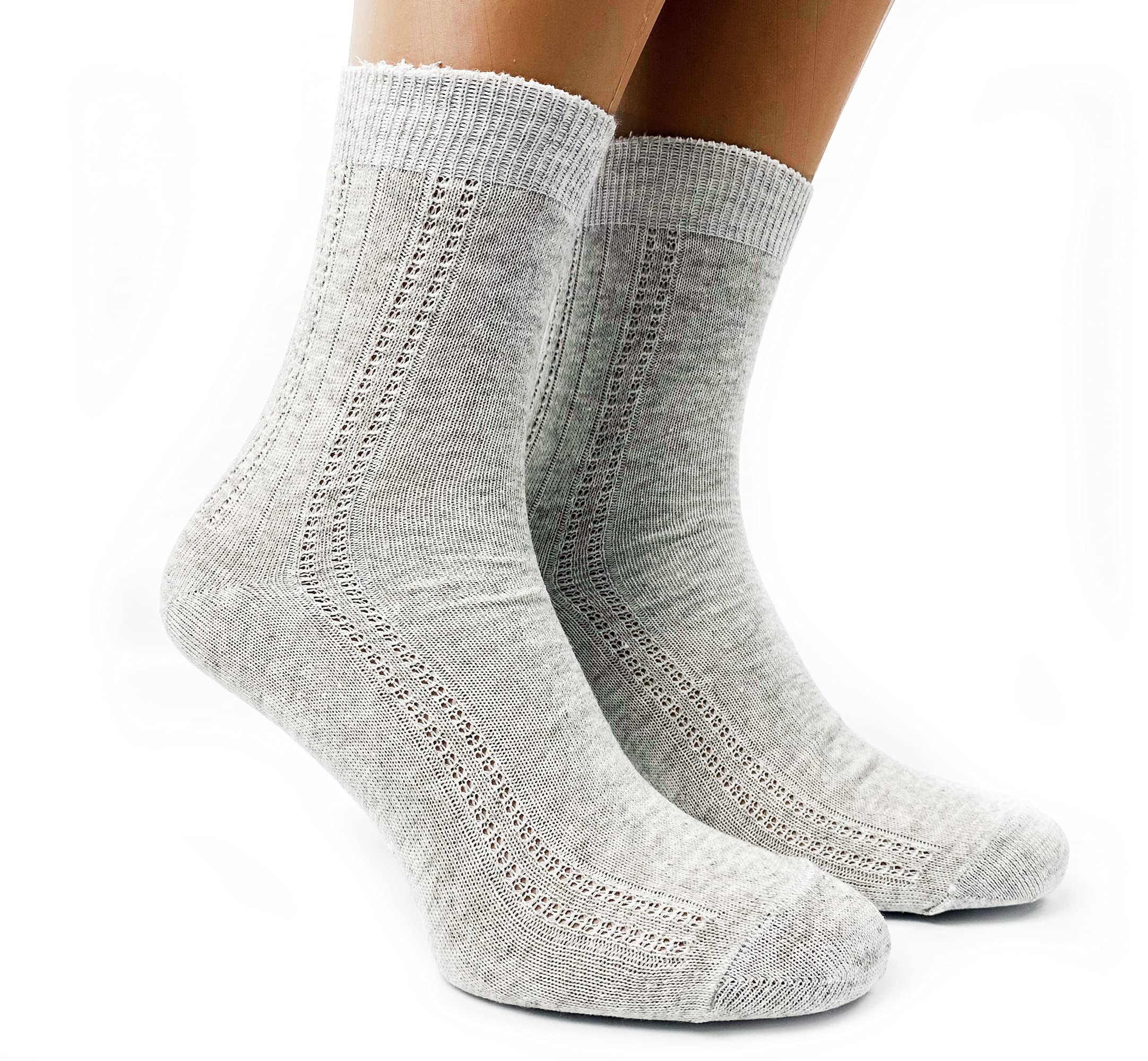 FlaxSox Thin Breathable Organic Linen Socks for Women, Pack of 3 (Large)