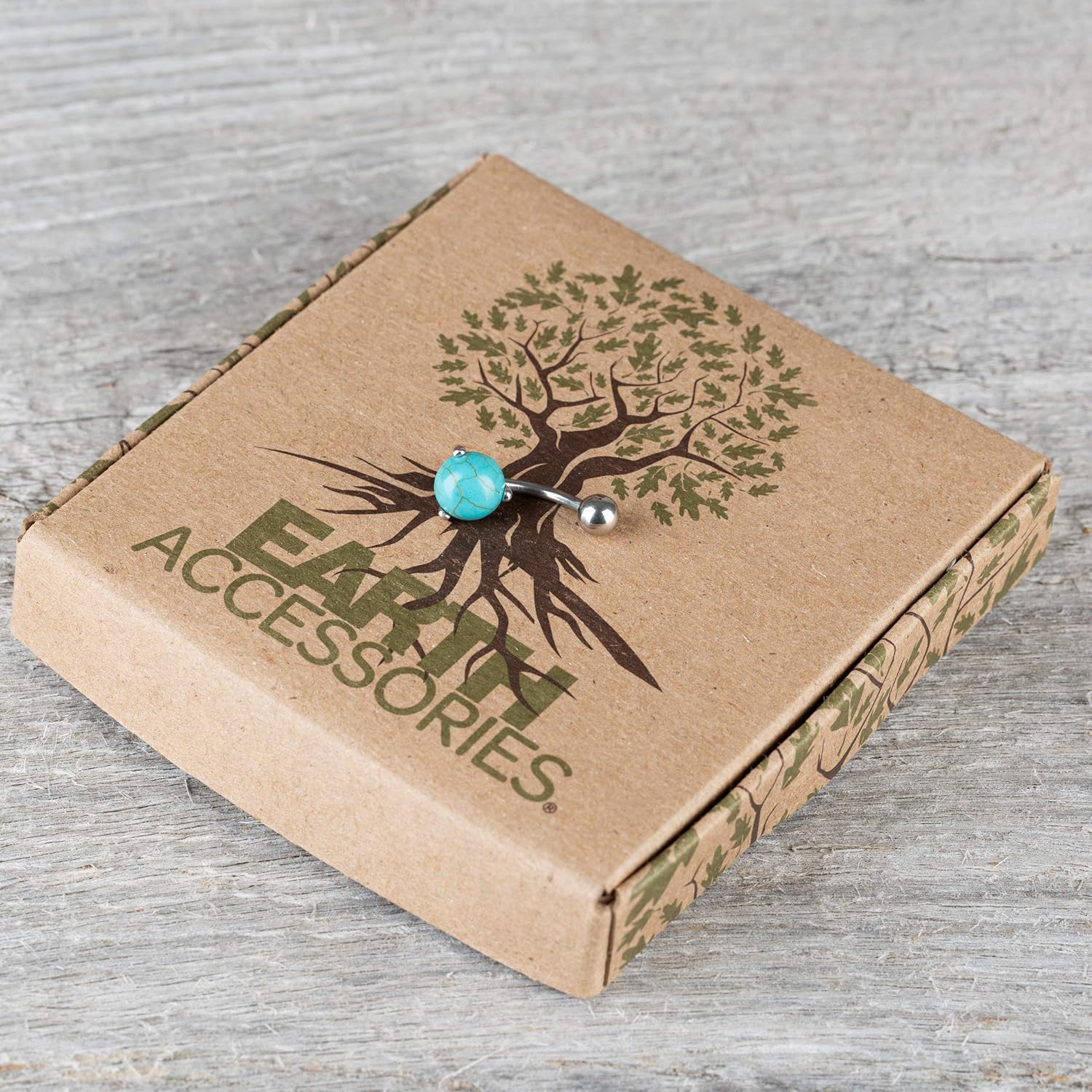 Earth Accessories Belly Button Ring for Women – Turquoise, Amethyst, Rose Quartz or Onyx Belly Button Piercing, 316L Surgical Steel Navel Ring – Crystal Stone Bellybutton Jewelry Gift Ready Body Piercing Jewelry - Image 3