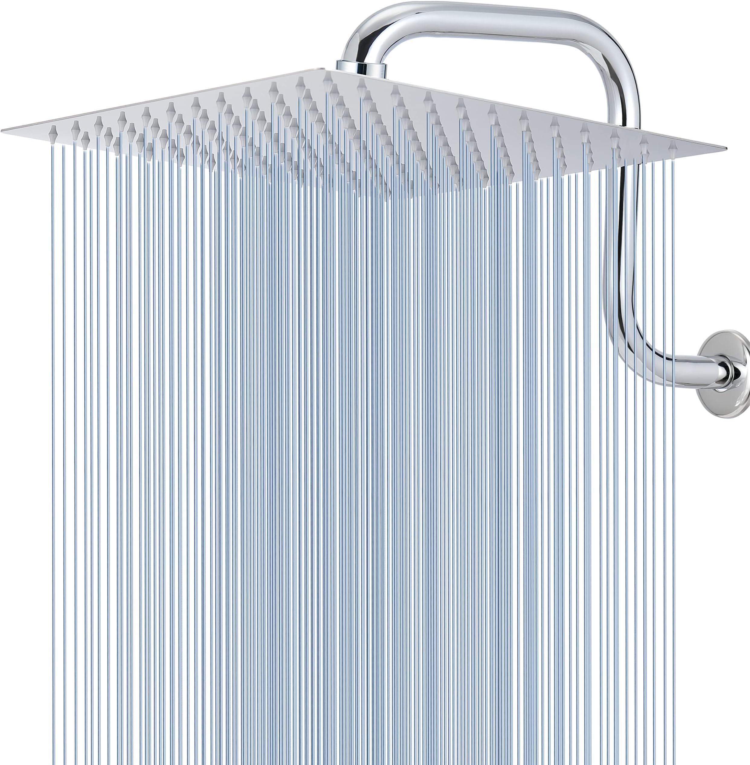 Voolan Rain Shower Head - 12 Inches Large Rainfall Shower Head Made of 304 Stainless Steel - Perfect Replacement for Your Bathroom Shower Heads (Chrome)