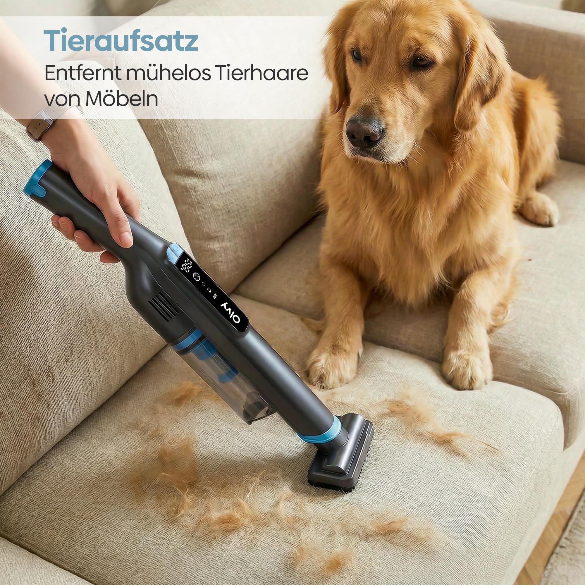 Olvy HC32 PRO Handstaubsauger Kabellos – 250 W, 22 kPa Starke Saugleistung, 3 Saugstufen, bis zu 35 Min Laufzeit, LCD-Display, HEPA-Filter, Autostaubsauger mit Zubehör für Haus & Auto