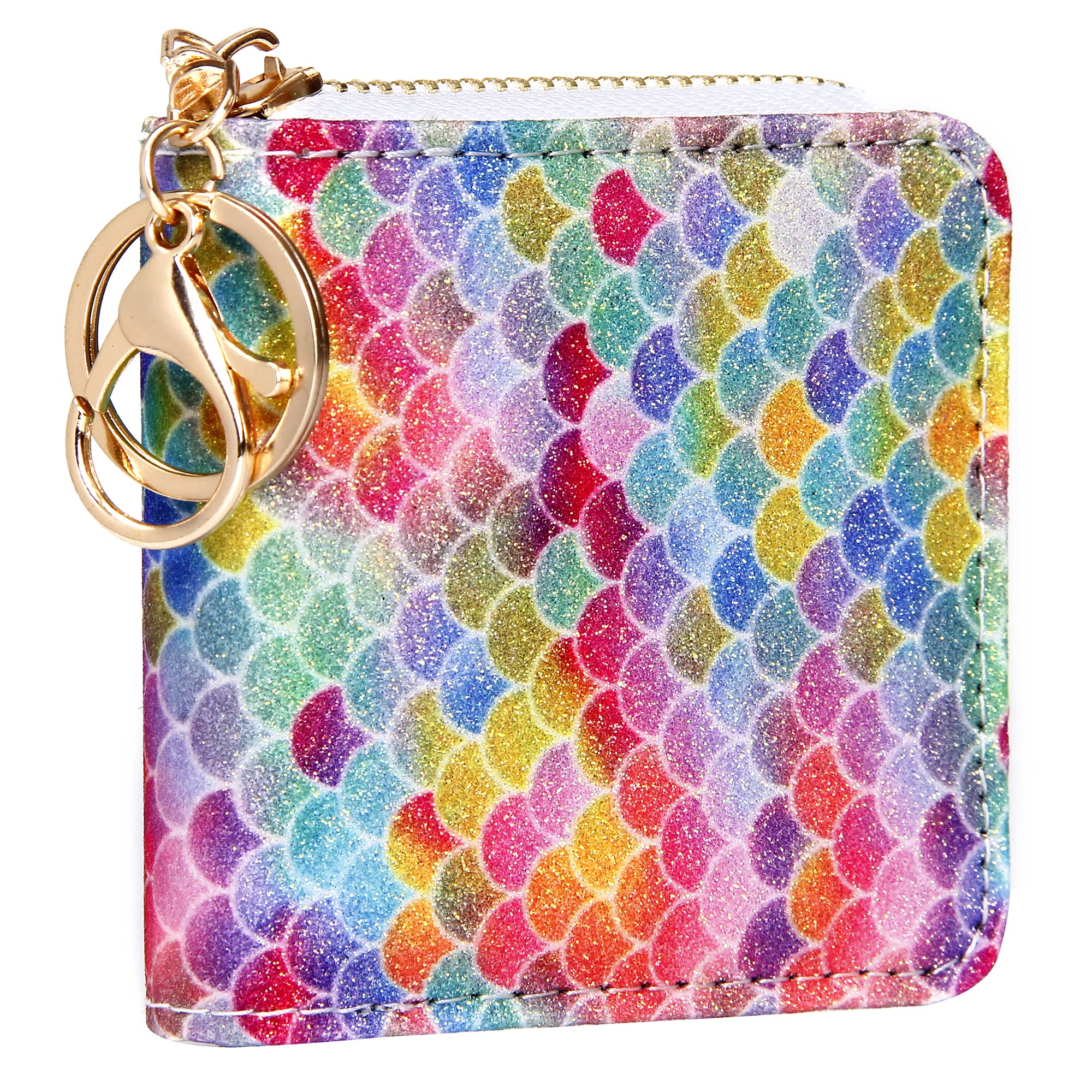 GEEAD Small Glitter Wallet for Women Girls Mini Coin Purse Pouches with Key Ring